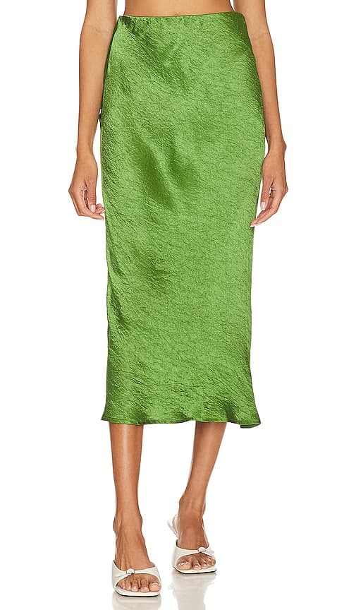 Satin Skirt In Grass Green - Image 1