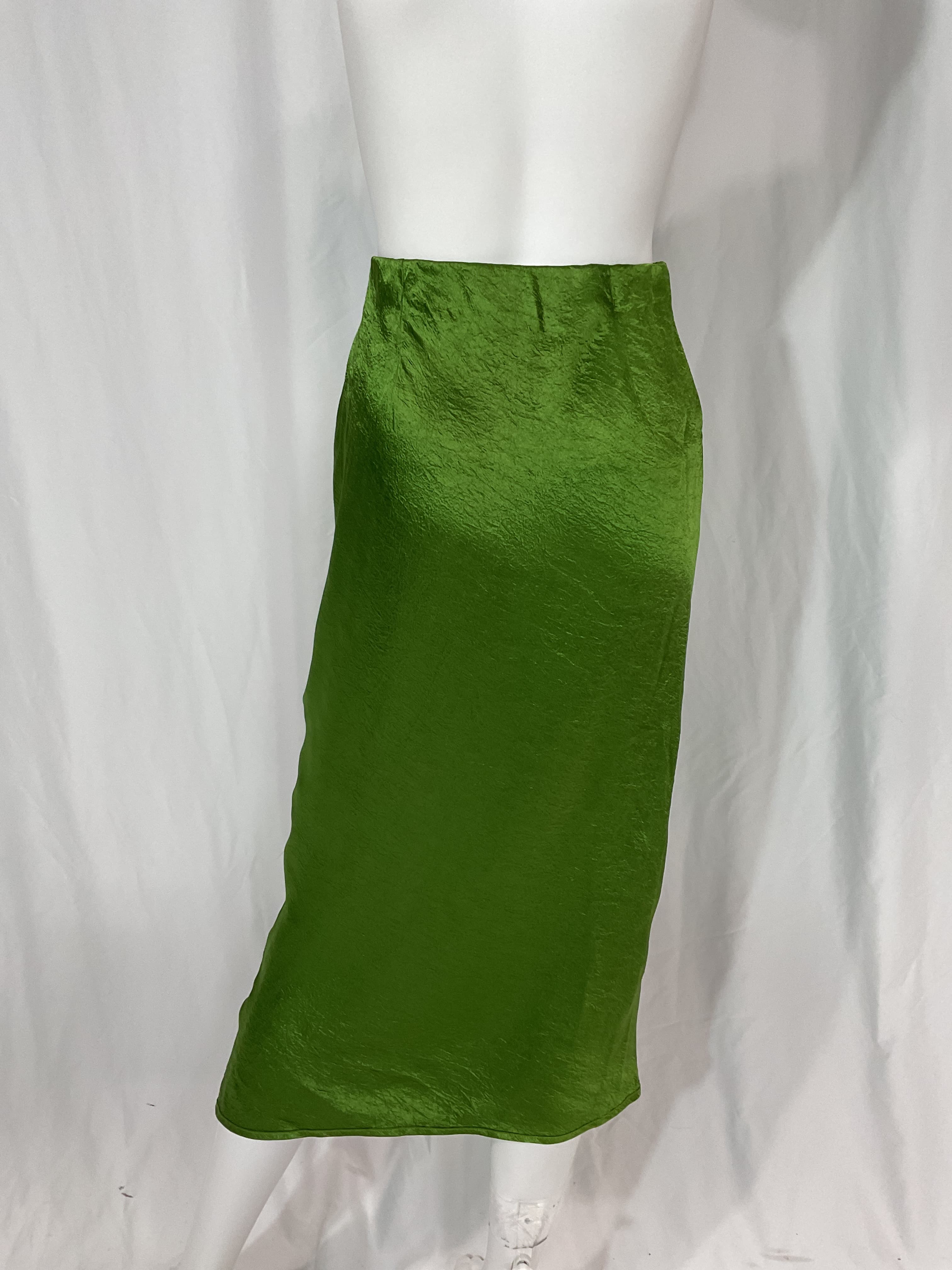 Satin Skirt In Grass Green - Image 3