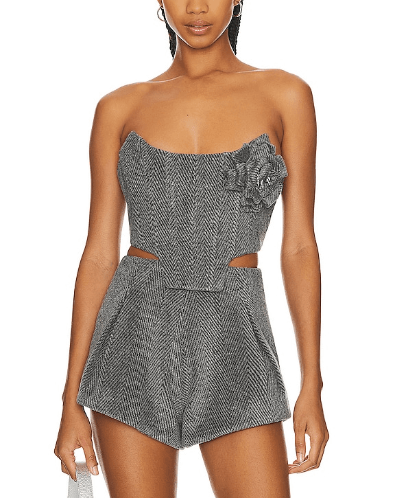 Bustier With Rose In Grey - Image 1