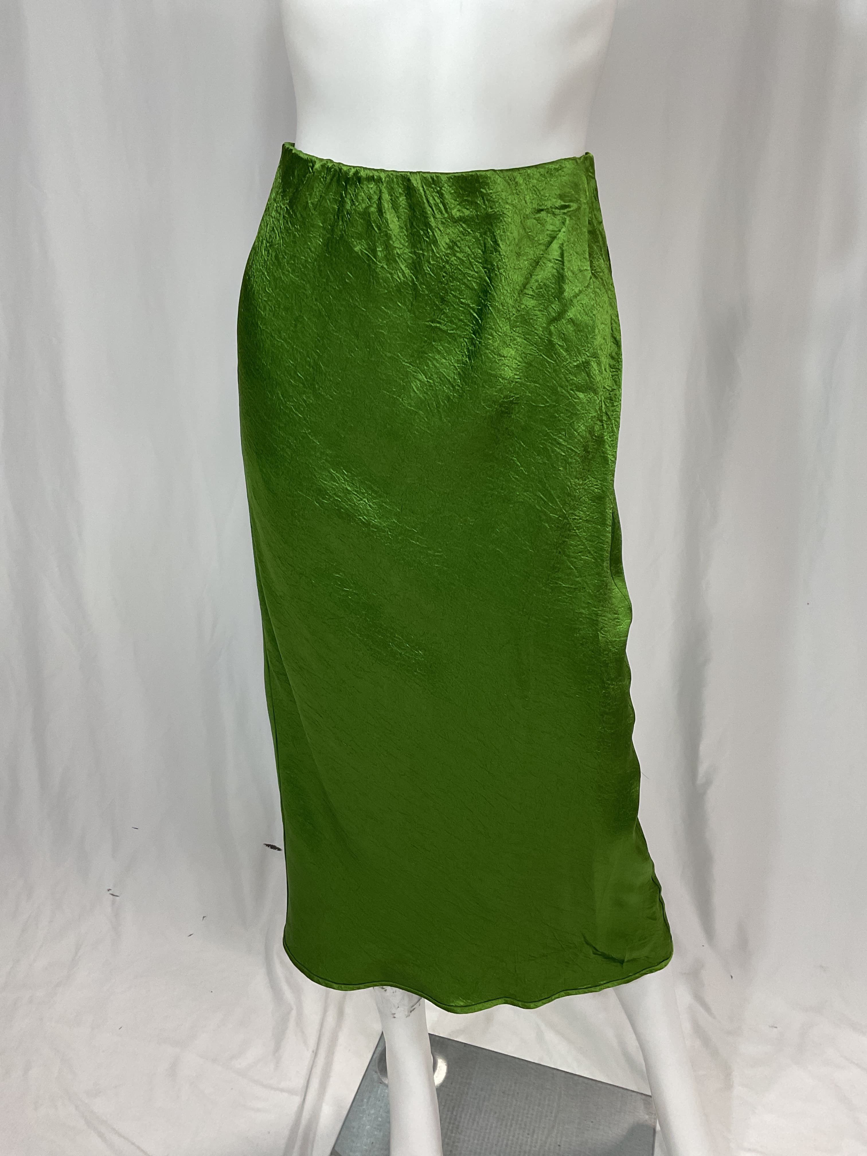 Satin Skirt In Grass Green - Image 4
