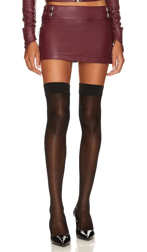 Adriana Faux Leather Mini Skirt In Burgundy - Image 1
