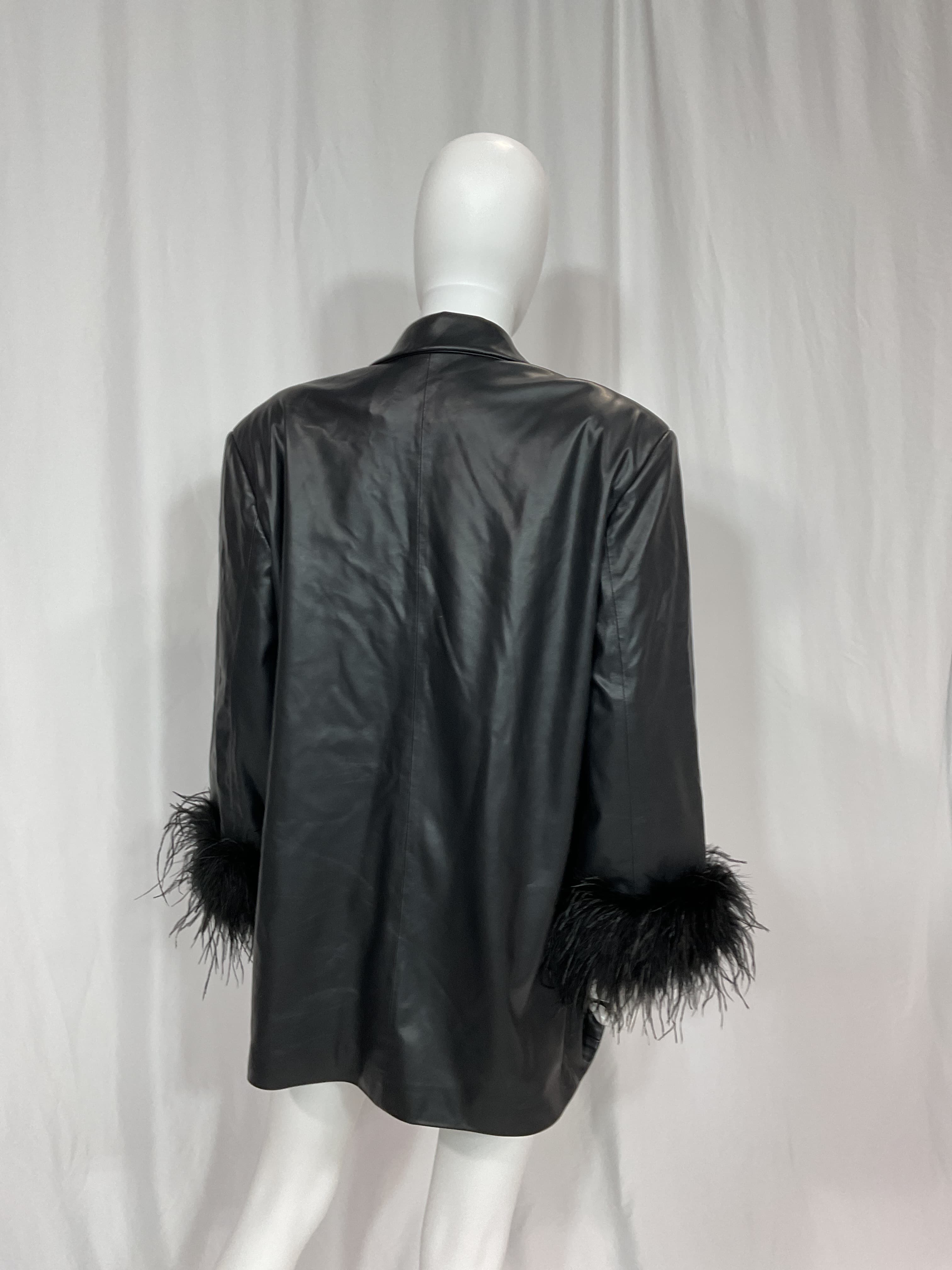 Galia Faux Leather Oversized Blazer In Black - Image 4