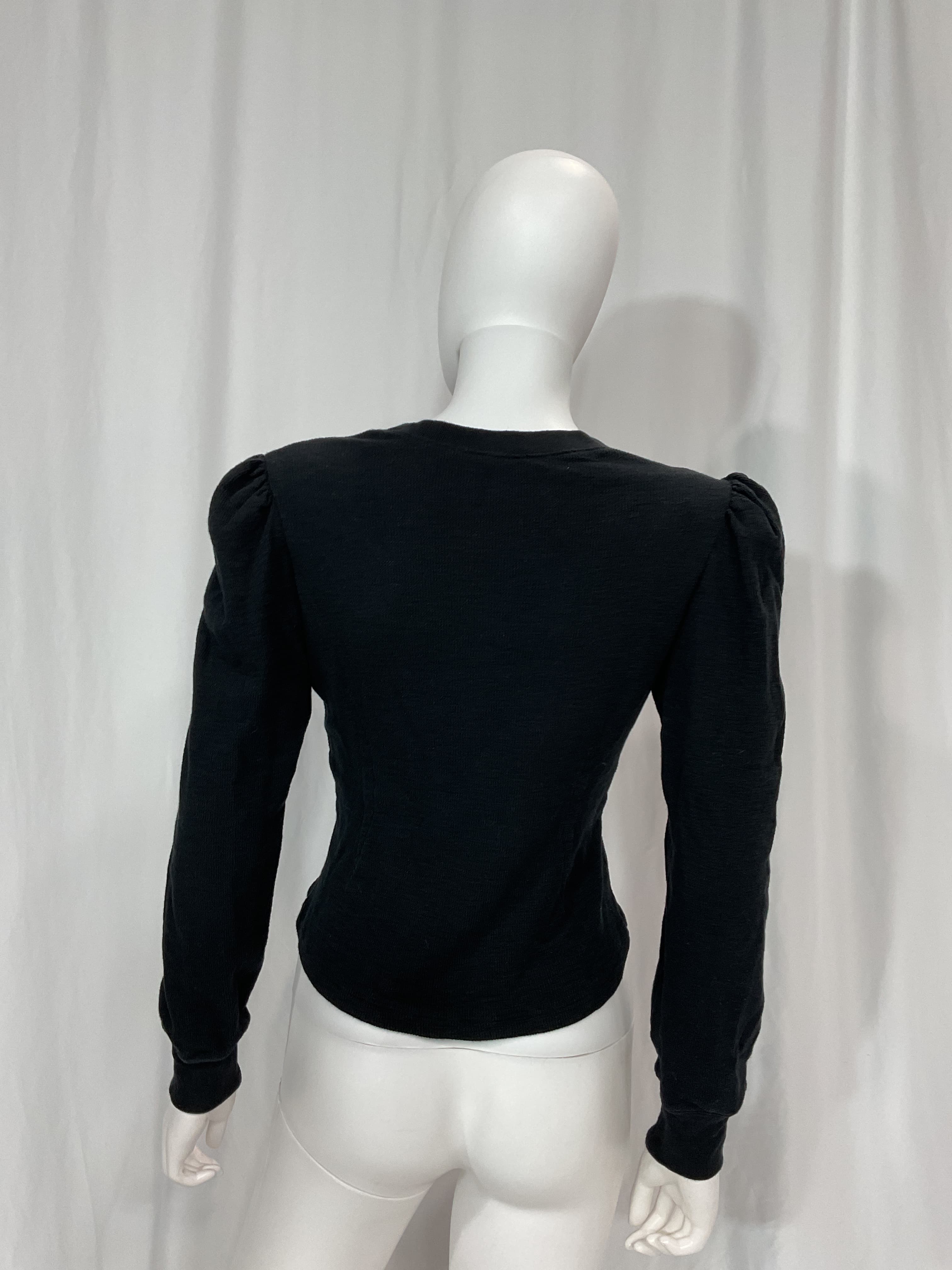 Blair Waffle Knit Puff Sleeve Pullover In Black - Image 4