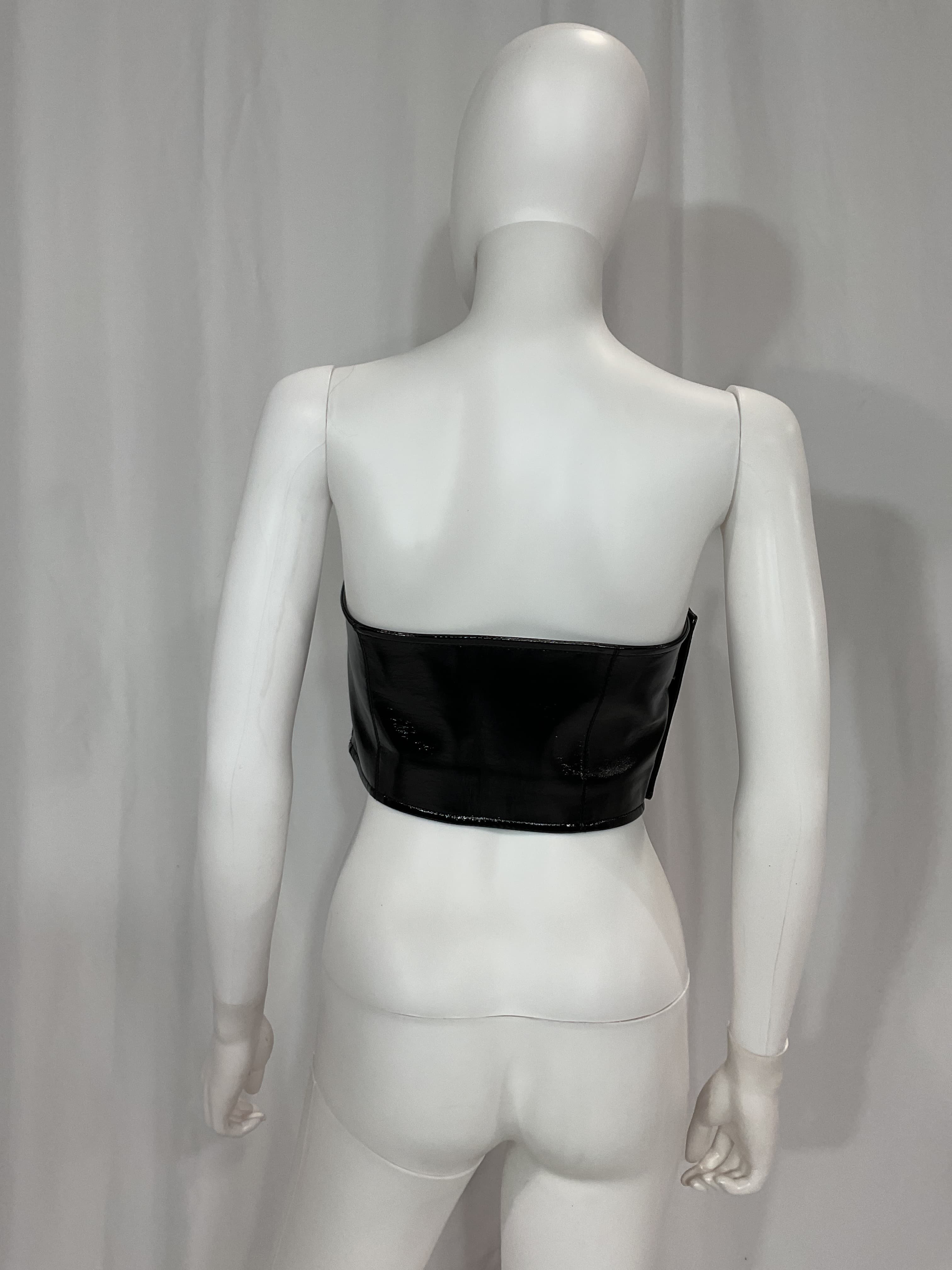 Black Button Corset Faux-Leather Tank Top - Image 2