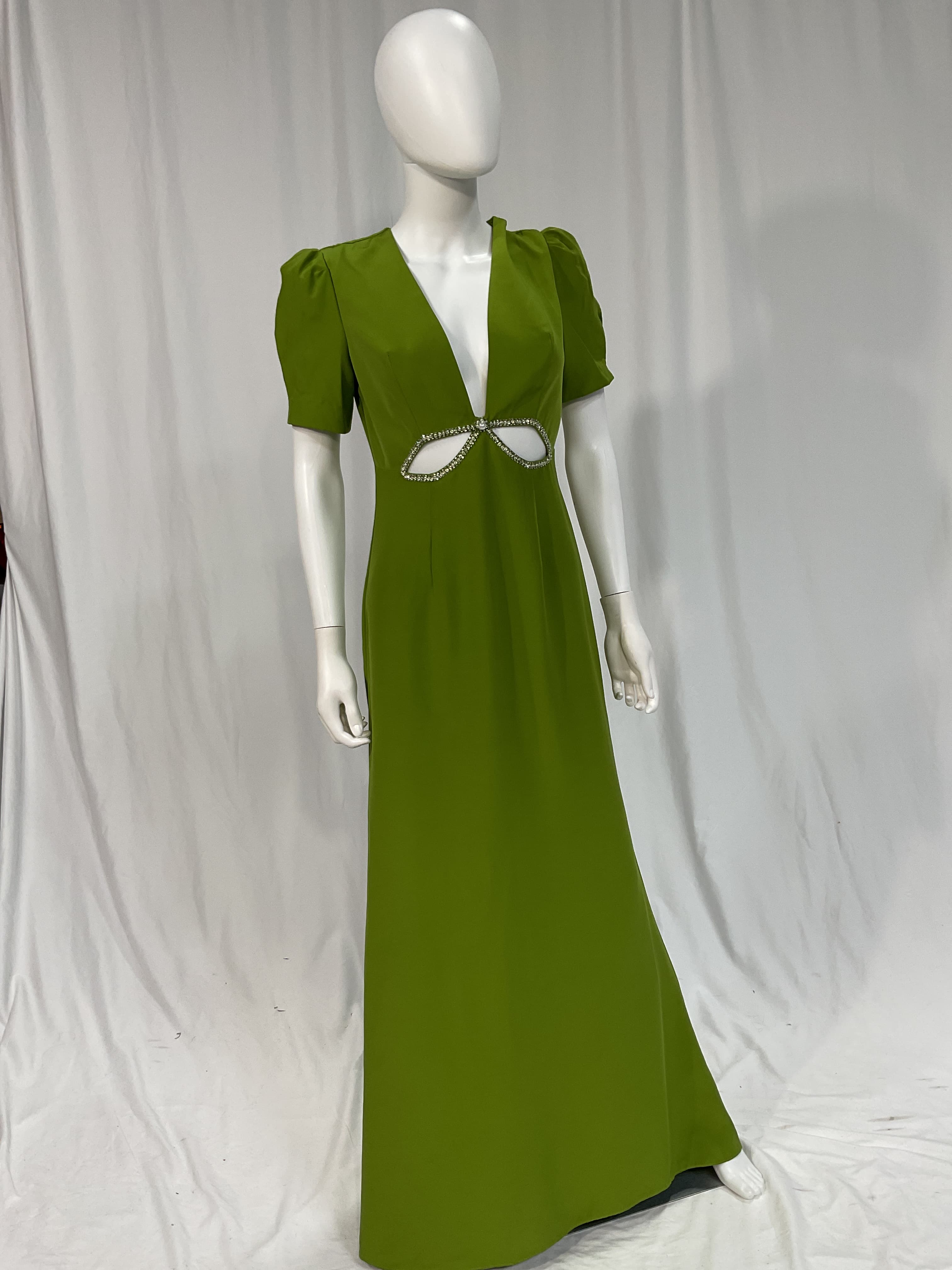 Plunge Neck Puff Sleeve Cut Out Gown - Image 2