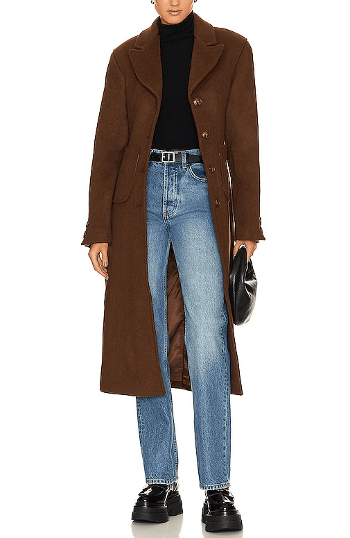 L'academie X Marianna Long Coat In Espresso Brown - Image 1