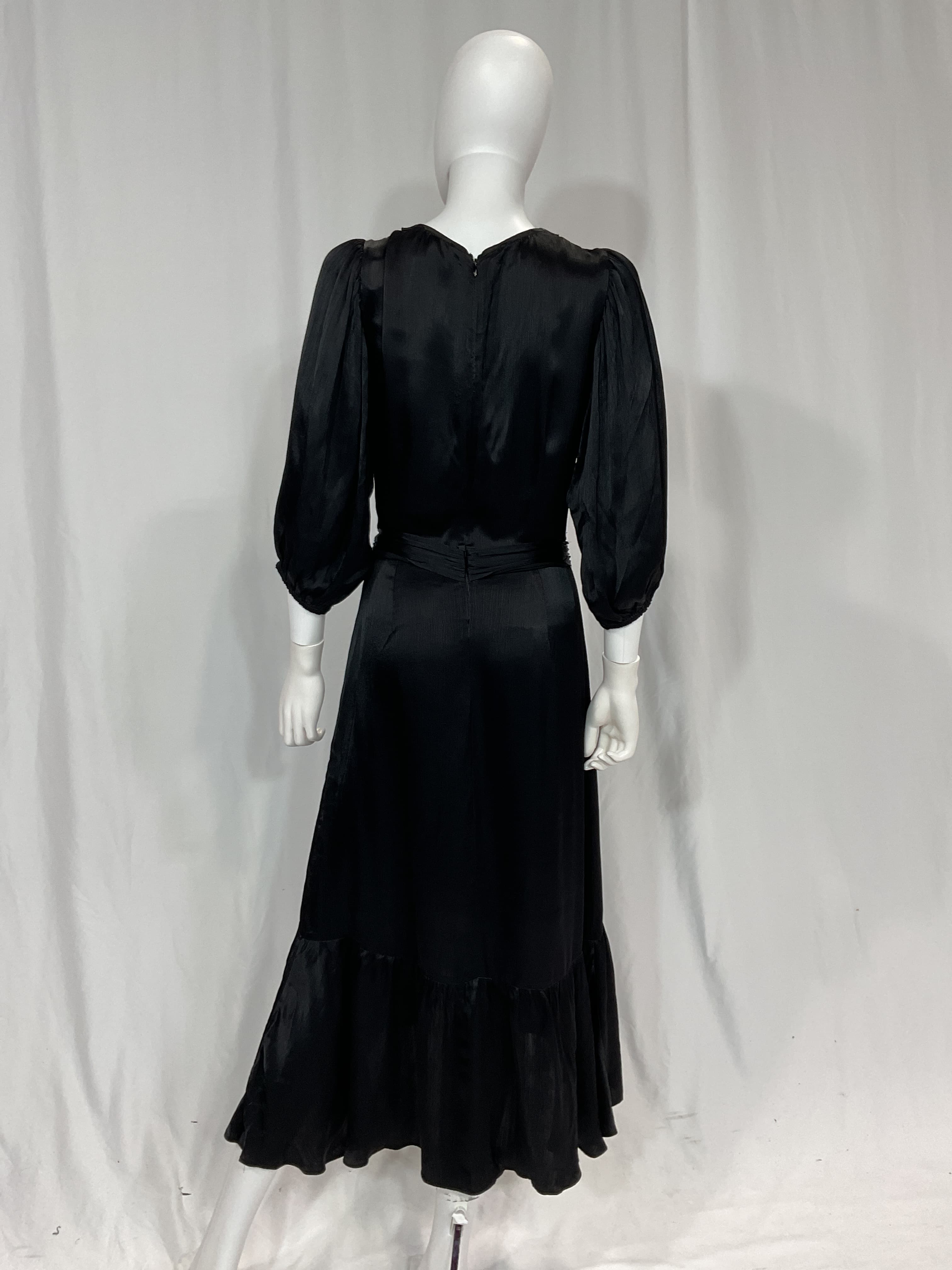 Ruffle Surplice Midi Dress In Black - Image 3