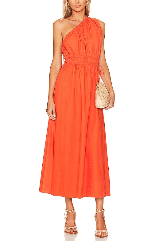 La Ora Midi Dress In Morange - Image 1