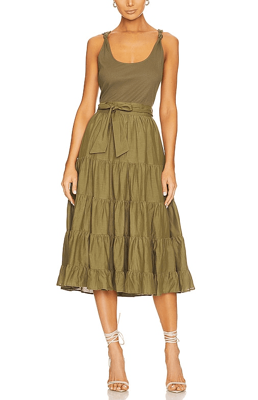 Samosa Dress In Dark Brushed Olive - Image 1