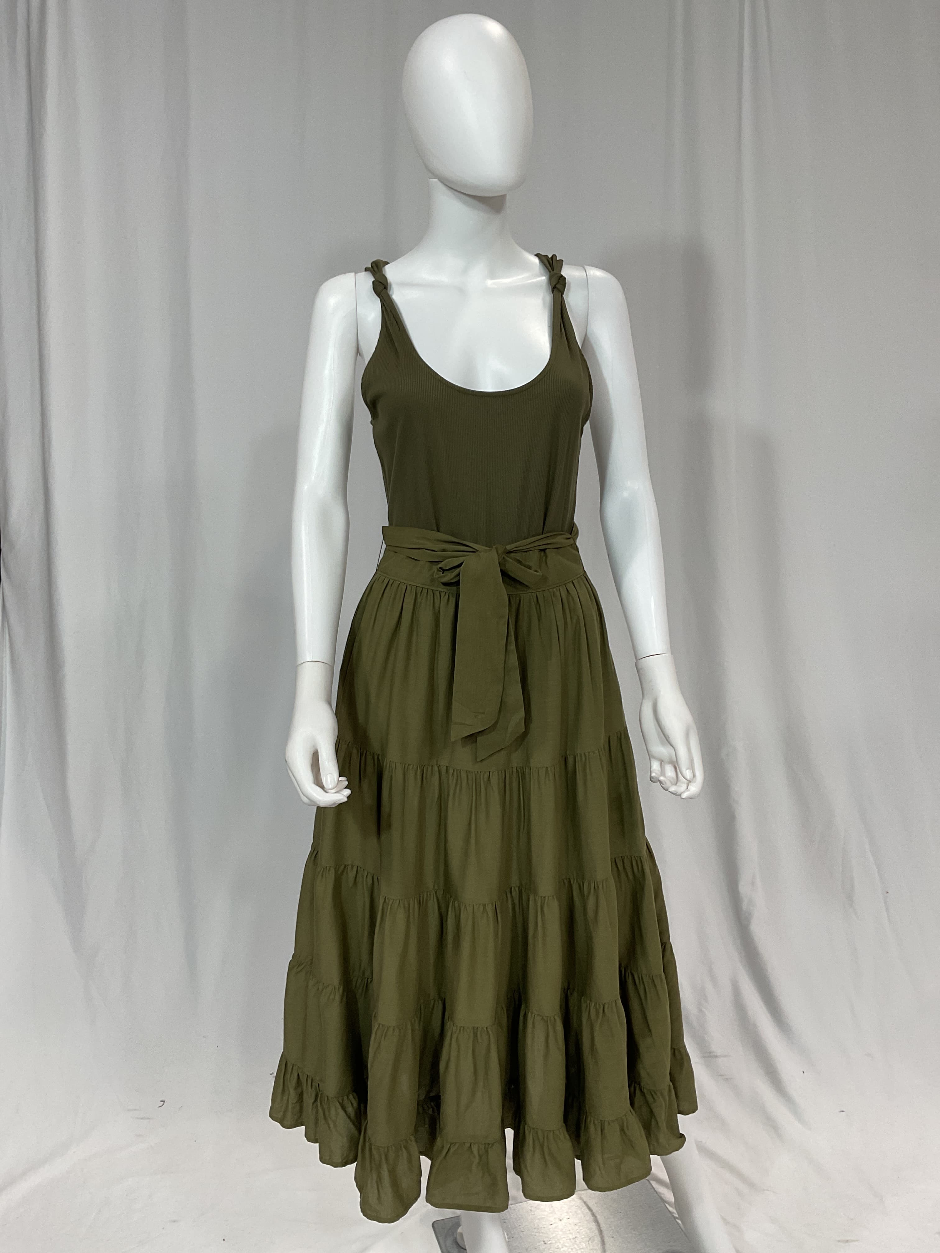 Samosa Dress In Dark Brushed Olive - Image 2