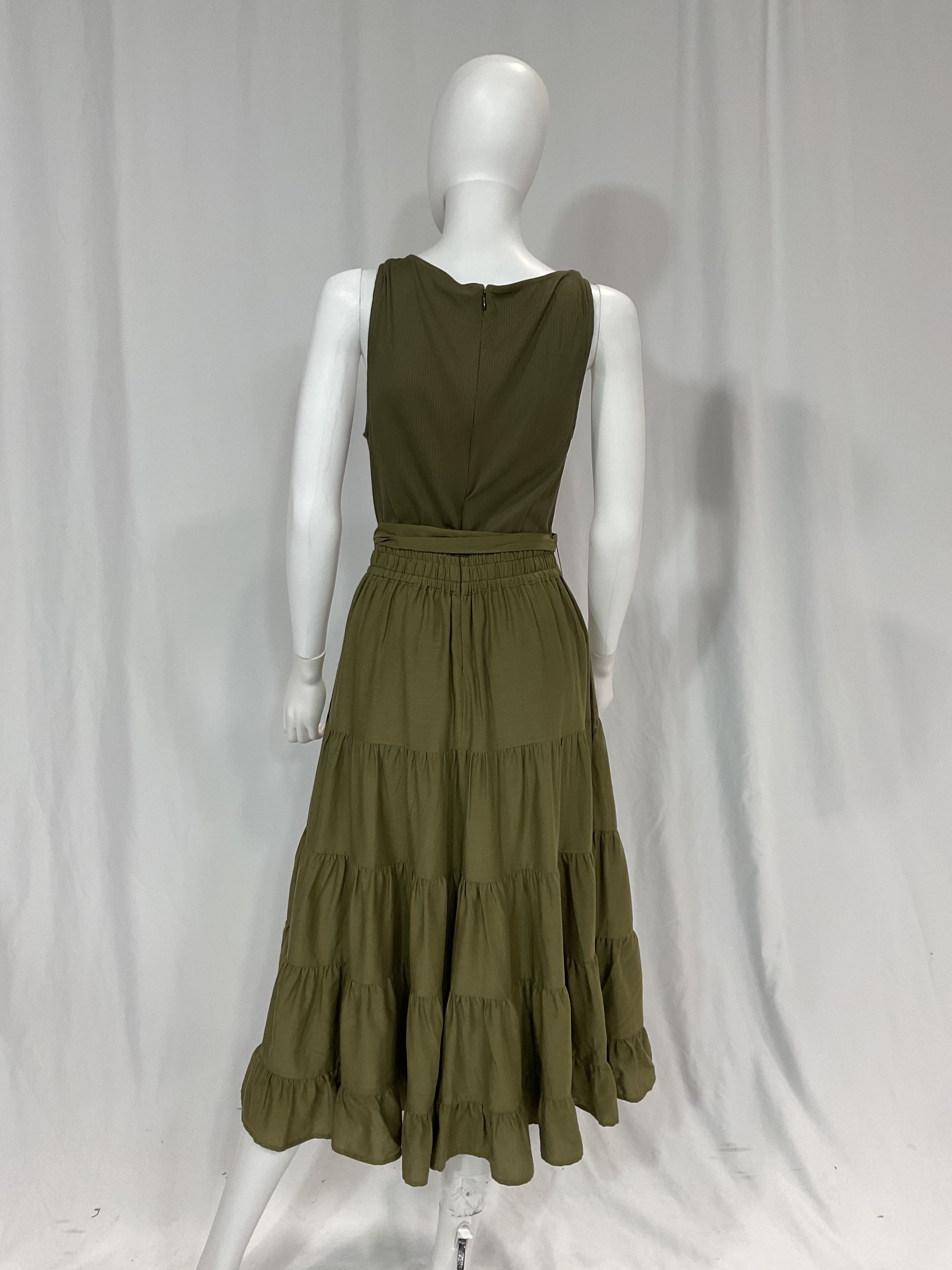 Samosa Dress In Dark Brushed Olive - Image 3