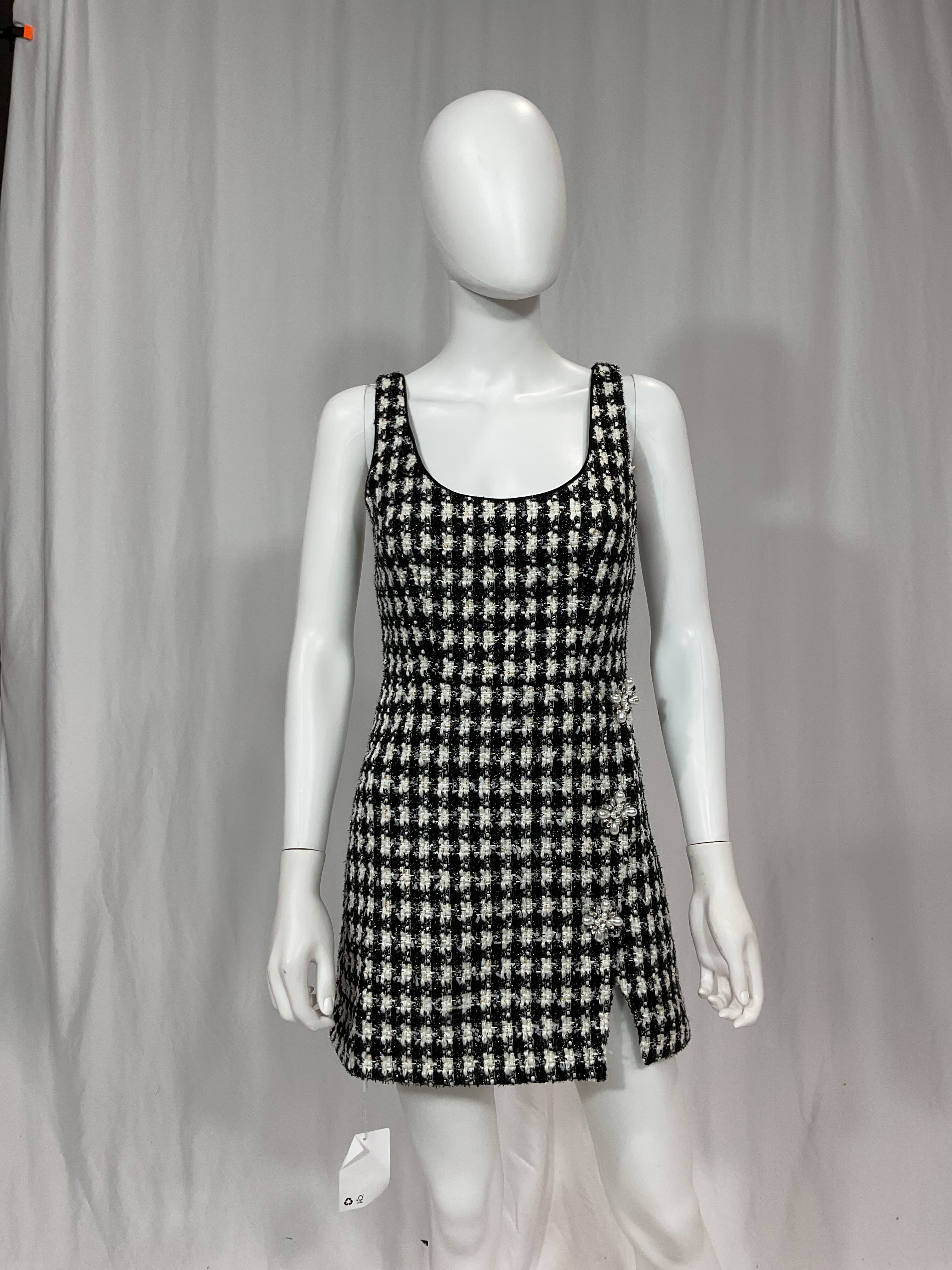 Boucle Mini Dress In Black - Image 3