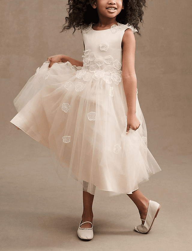 Princess Daliana Emmie Floral Applique Tulle Flower Girl Dress - Image 1