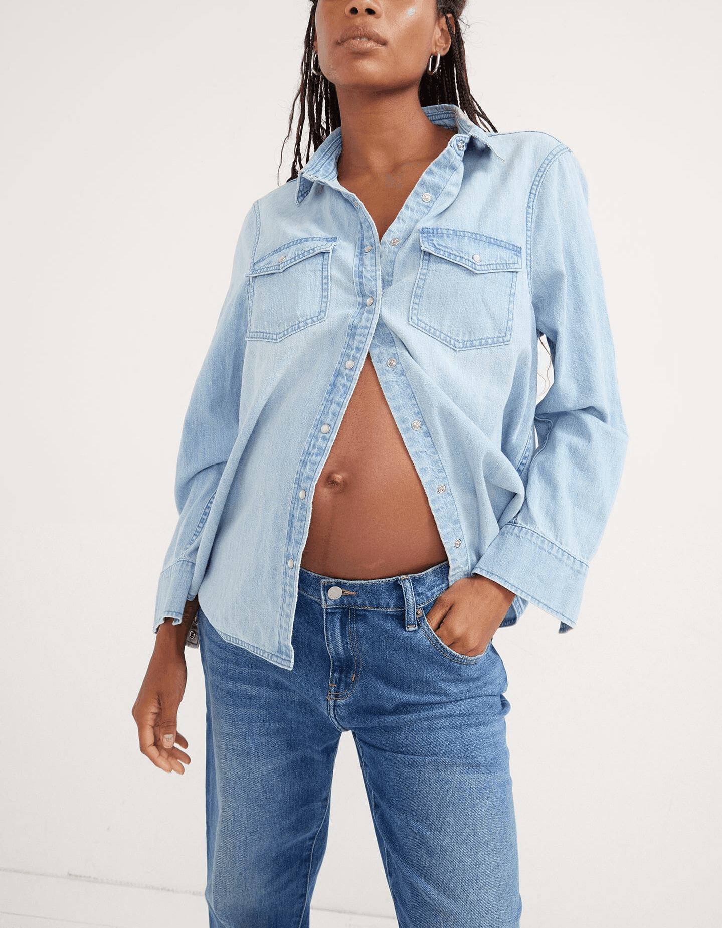 The Denim Maternity Shirt - Image 1