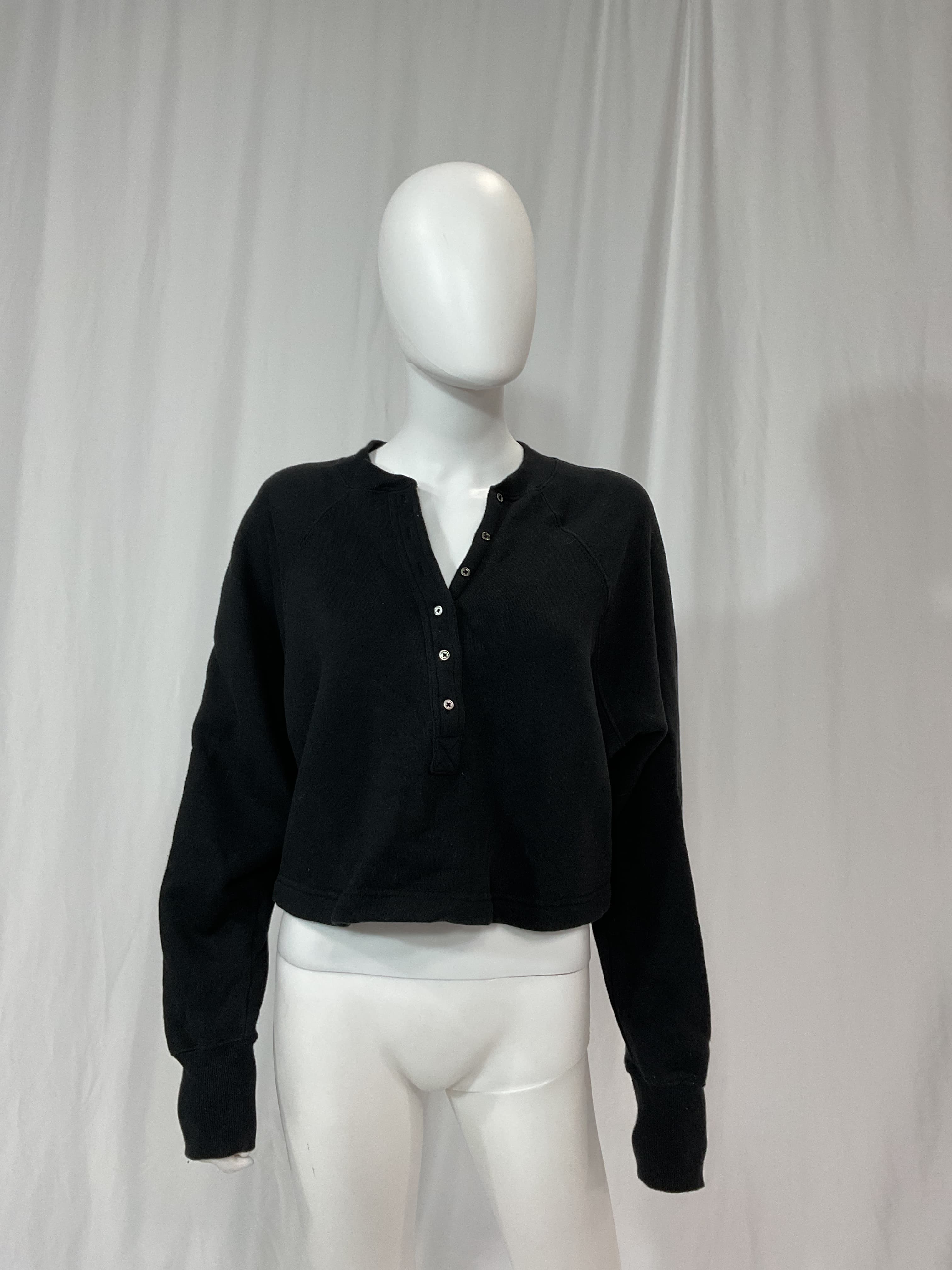 So Uptight Fine French Terry Plunge Henley Sweatshirt - Image 3