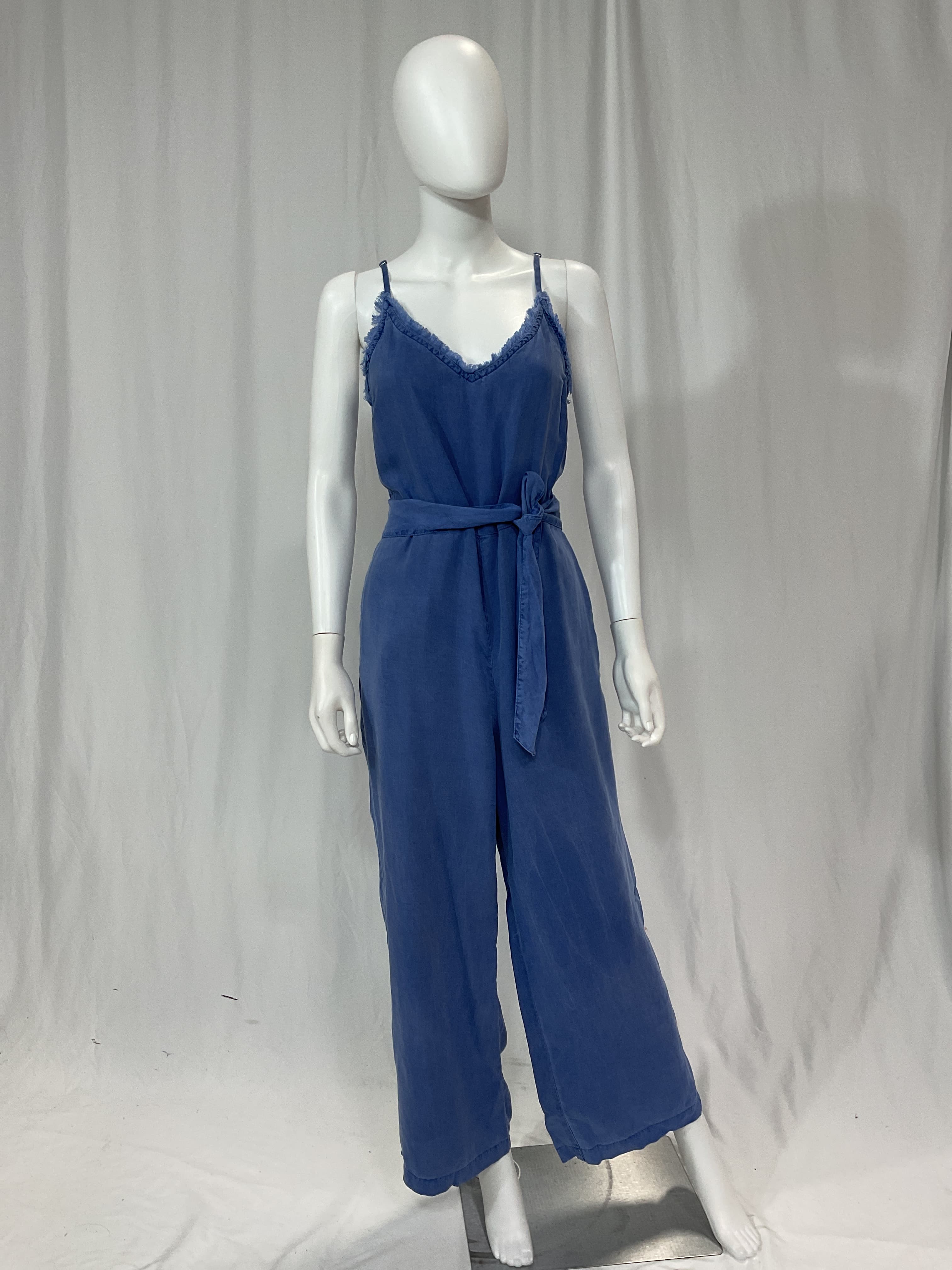 Smocked Back Jumpsuit In Spring Navy - Image 2