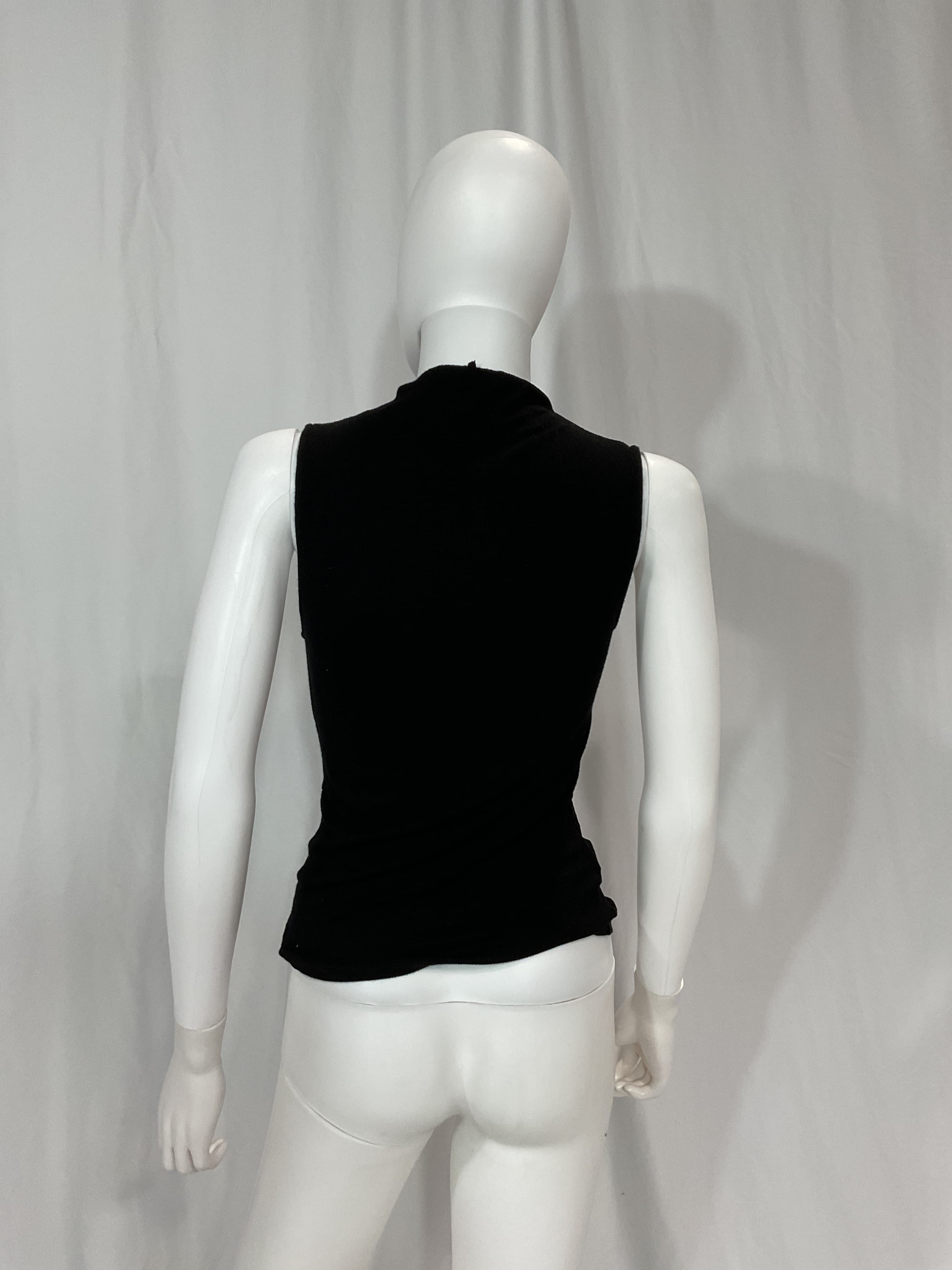 Silk Knit Rib Sleeveless Mockneck In Black - Image 2