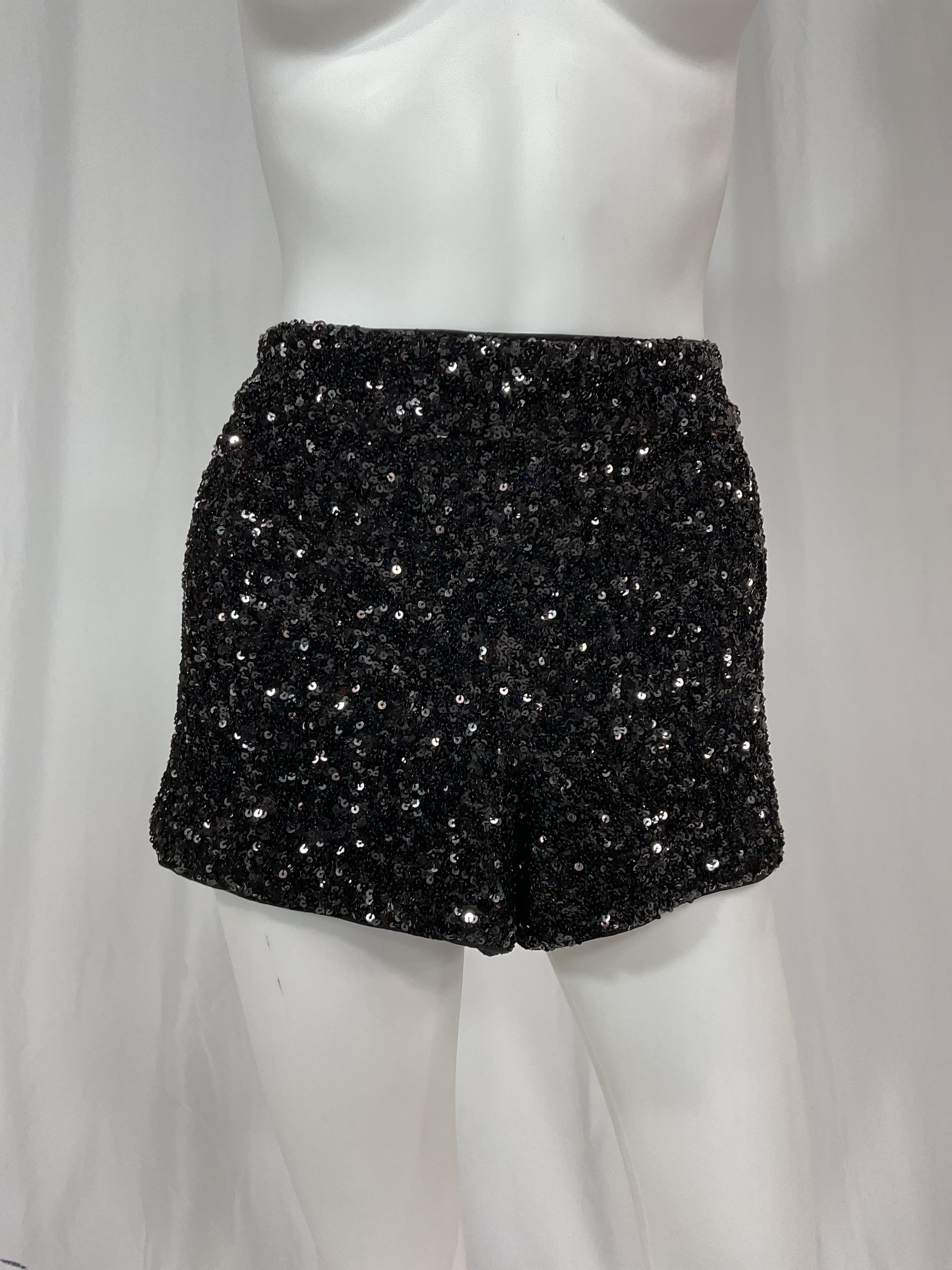 Hera Sequin High Rise Shorts In Black - Image 4