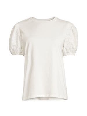 Jason Wu Eyelet Puff-Sleeve T-Shirt - Image 1