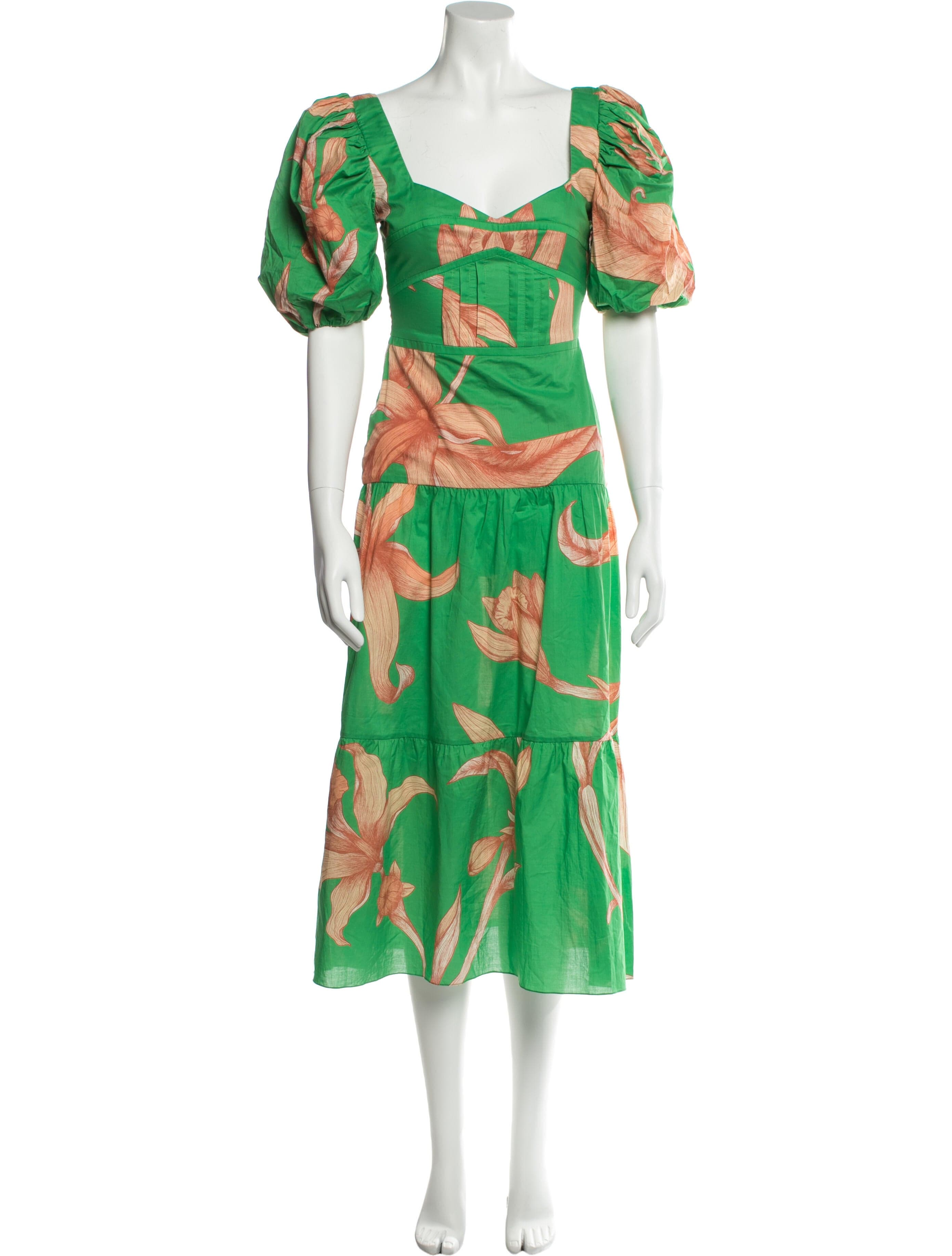 Floral Print Midi Length Dress - Image 1