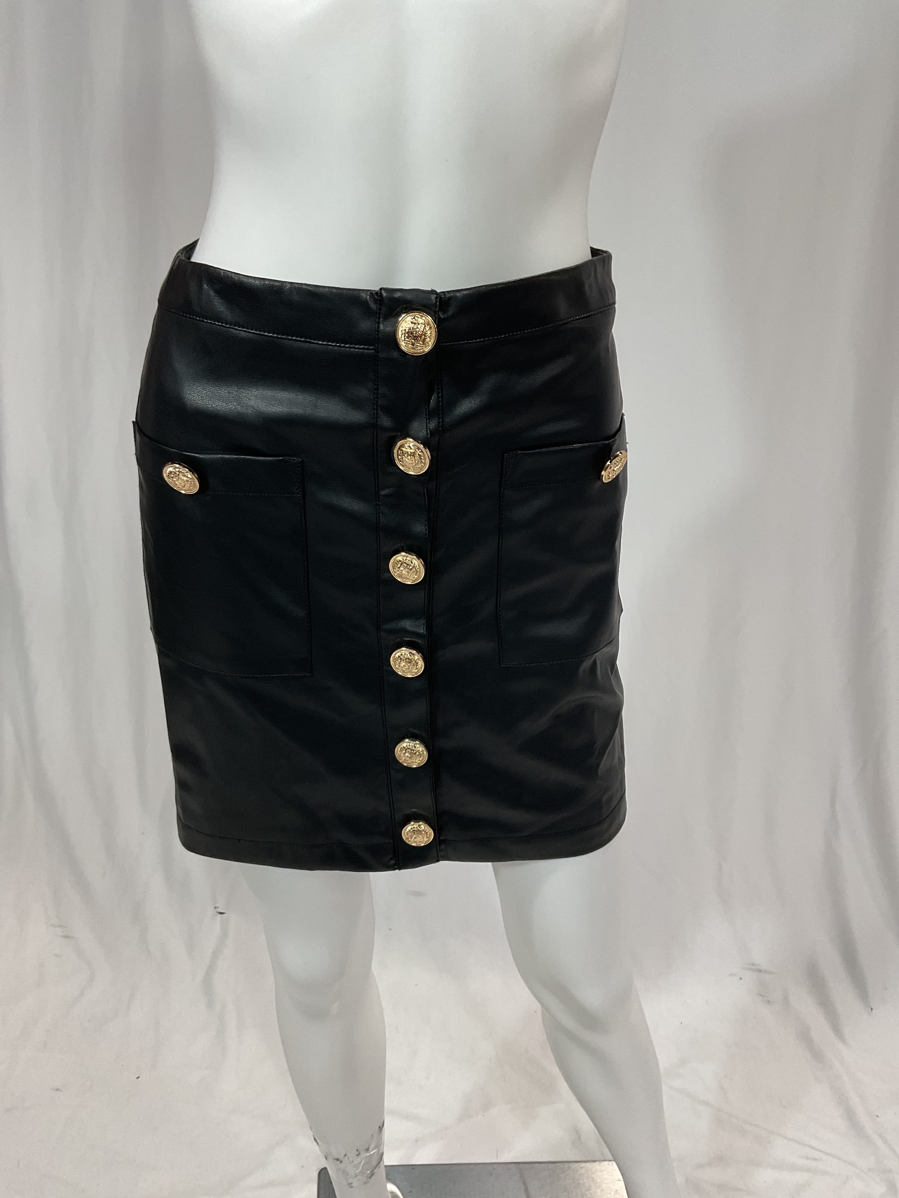 Stellah Faux-Leather Button-Front Mini Skirt - Image 3