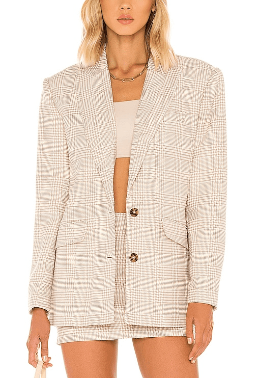 Abigail Blazer In Tan & White - Image 1