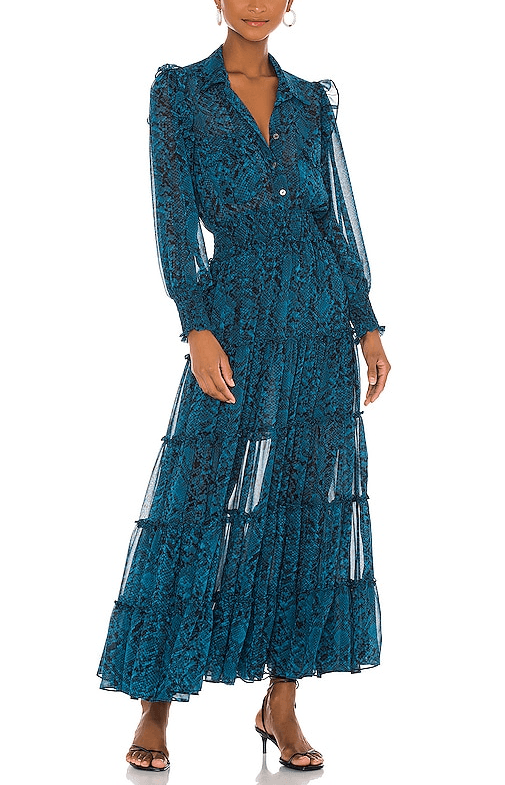 Aydeniz Dress In Snake Teal - Image 1