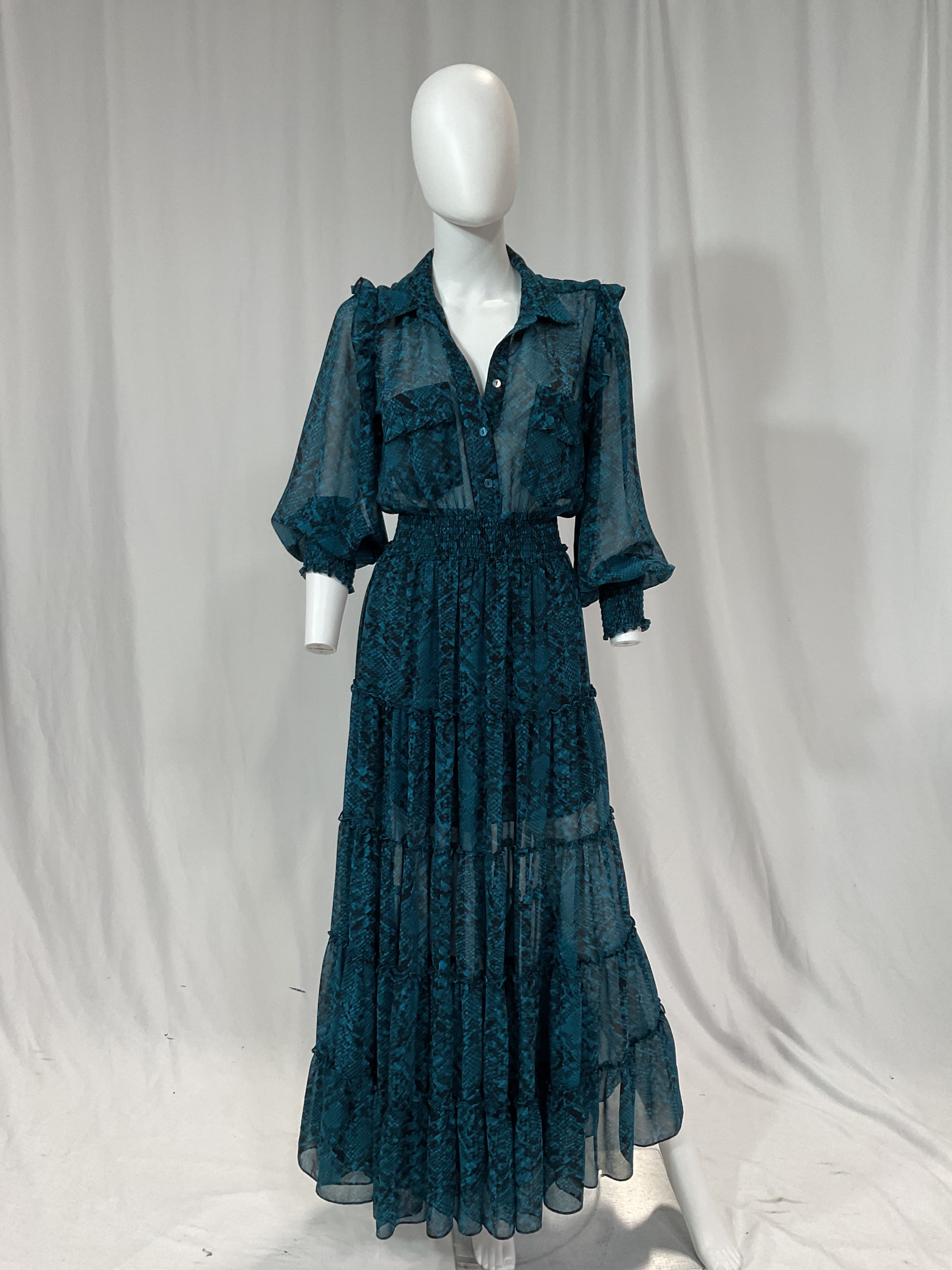 Aydeniz Dress In Snake Teal - Image 4