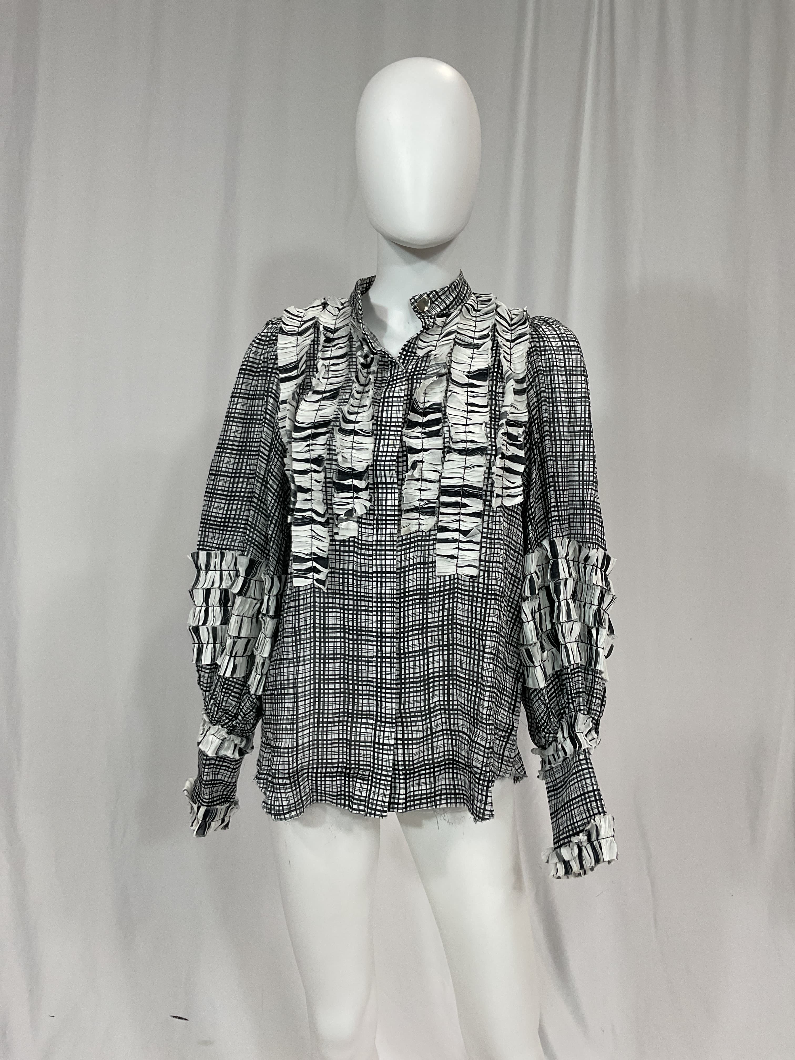 Memento Plaid Ruffle Blouse - Image 3