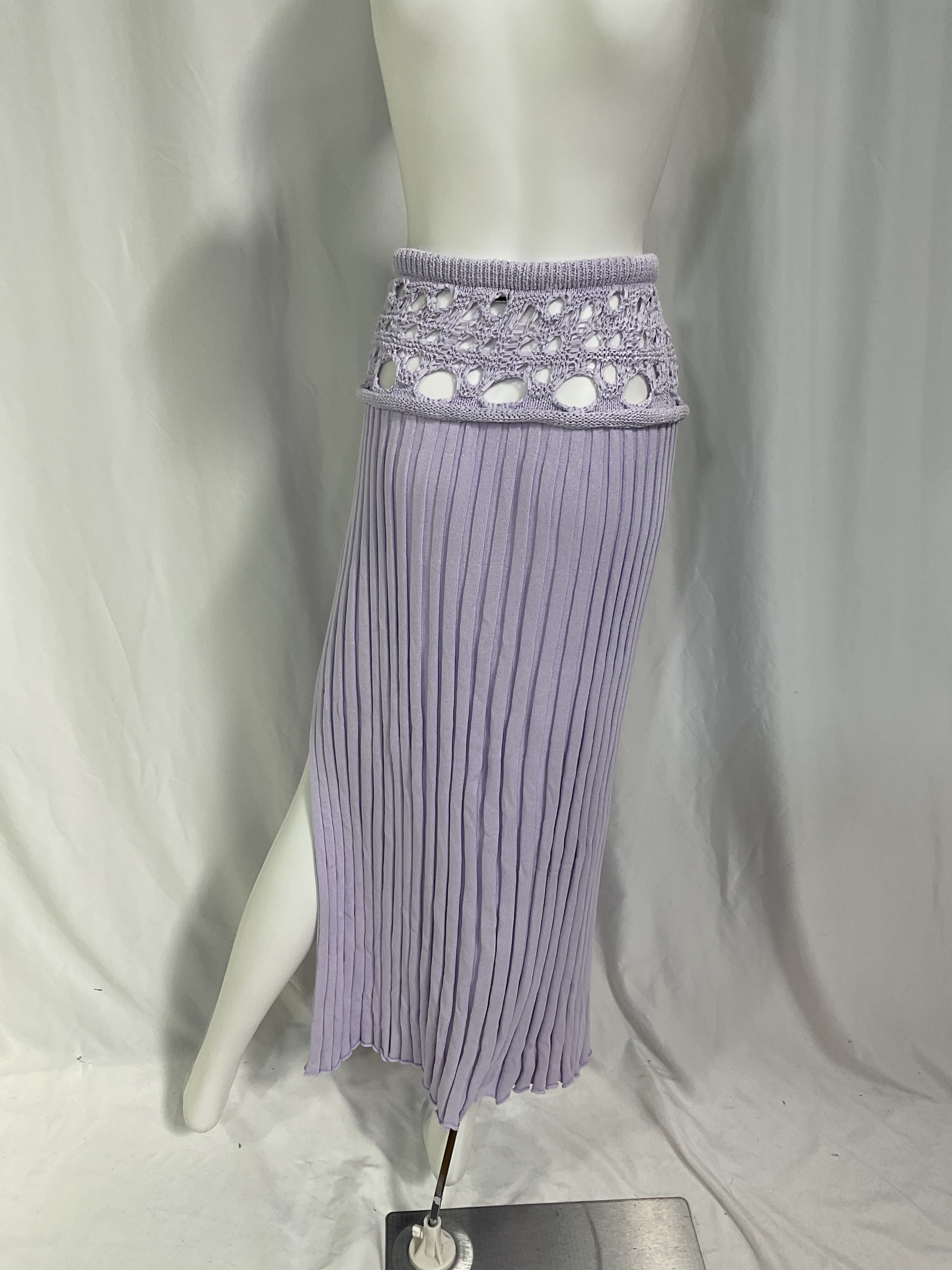 Crochet Pleat Knit Skirt In Lilac - Image 3