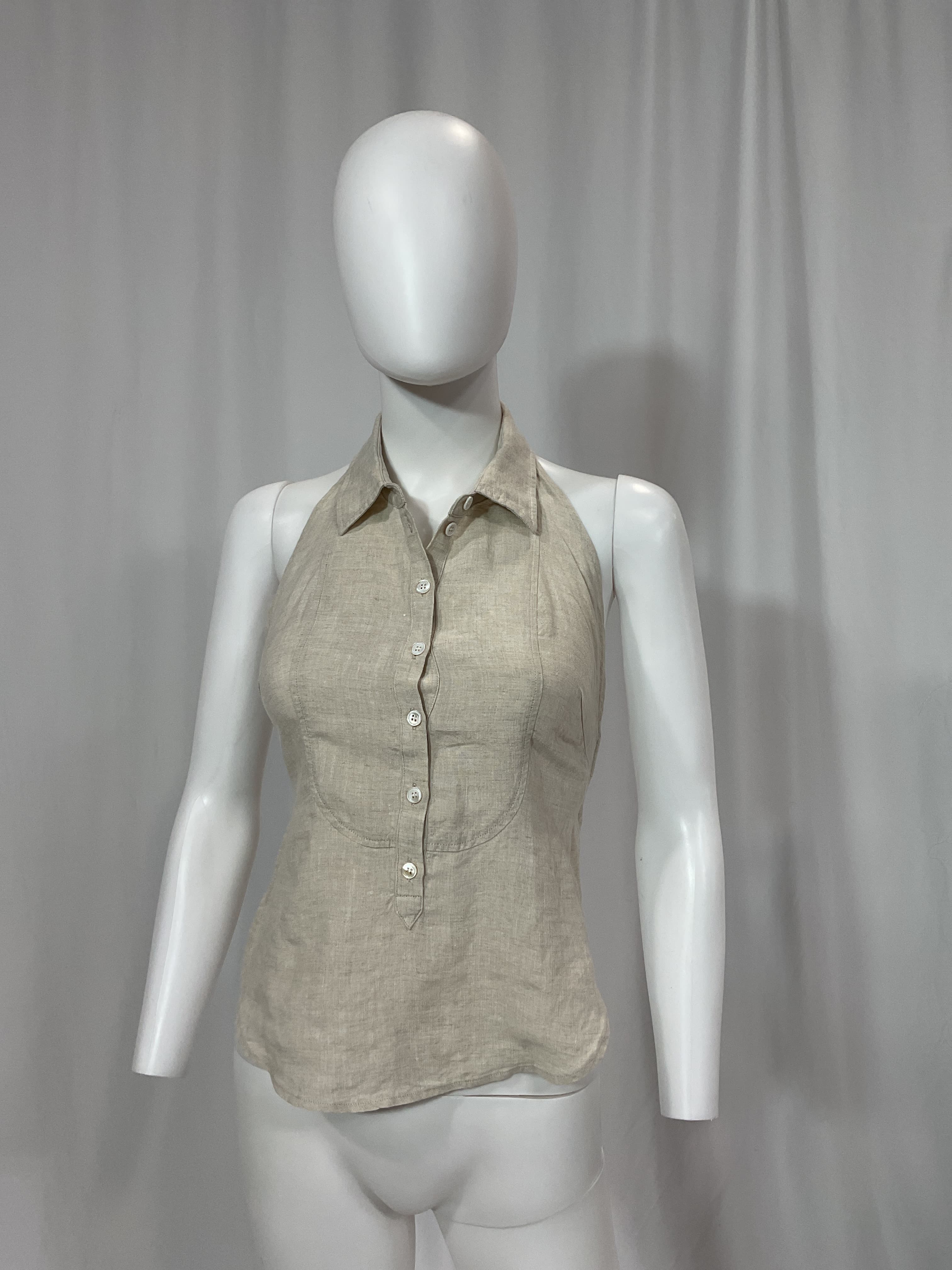 Evie Open-Back Linen Halter Top - Image 2