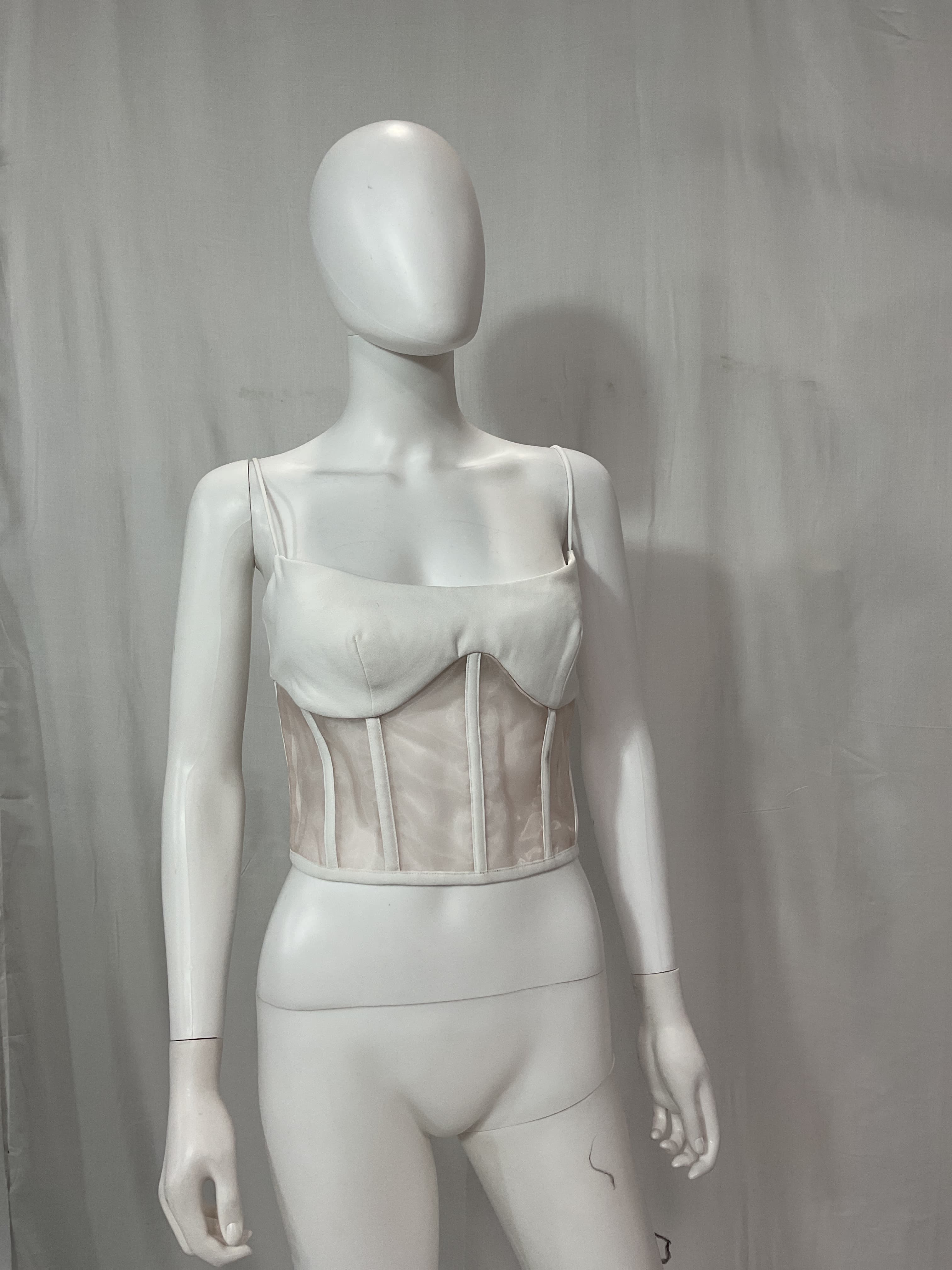Tulle-Trimmed Crepe Corset Top - Image 2