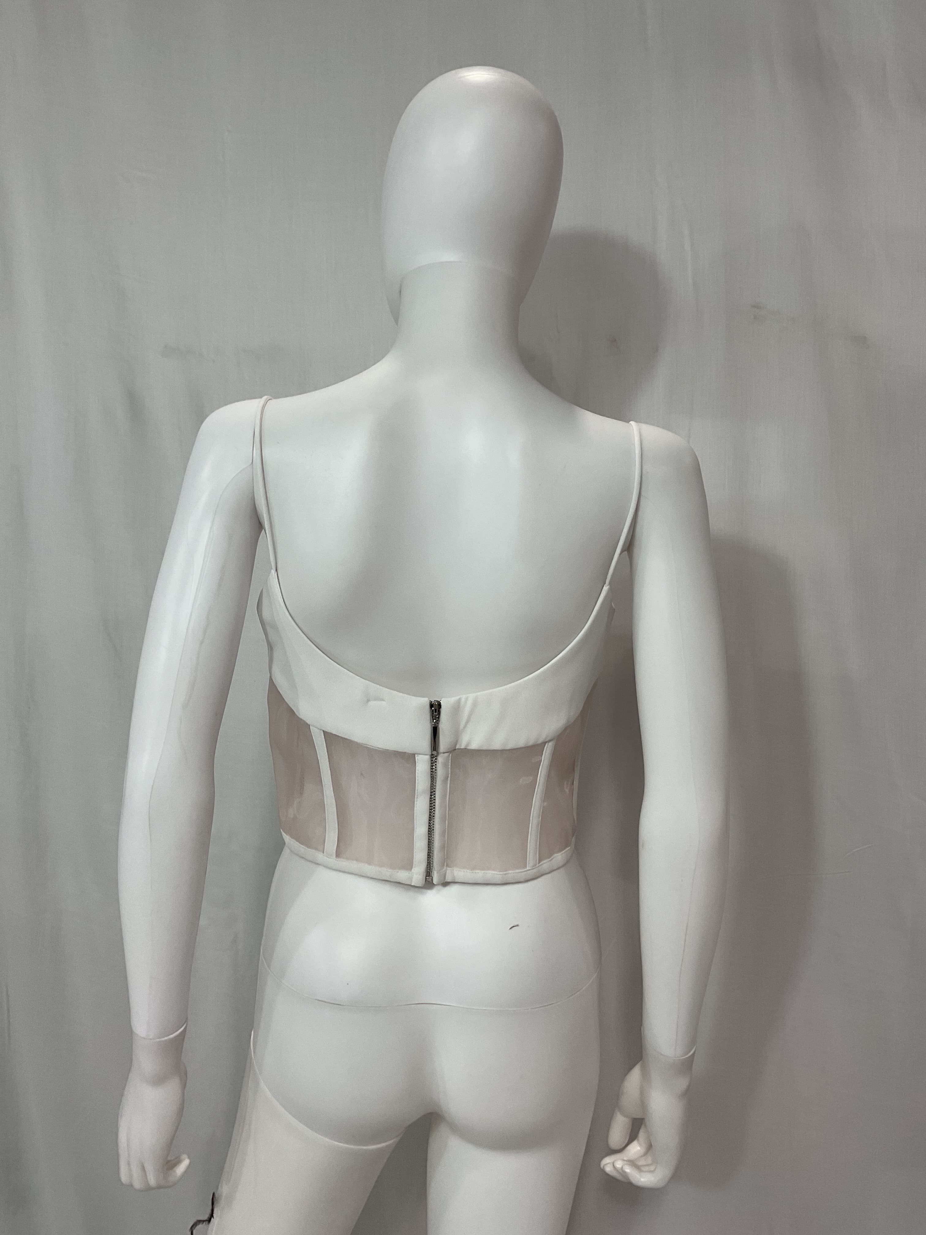 Tulle-Trimmed Crepe Corset Top - Image 3