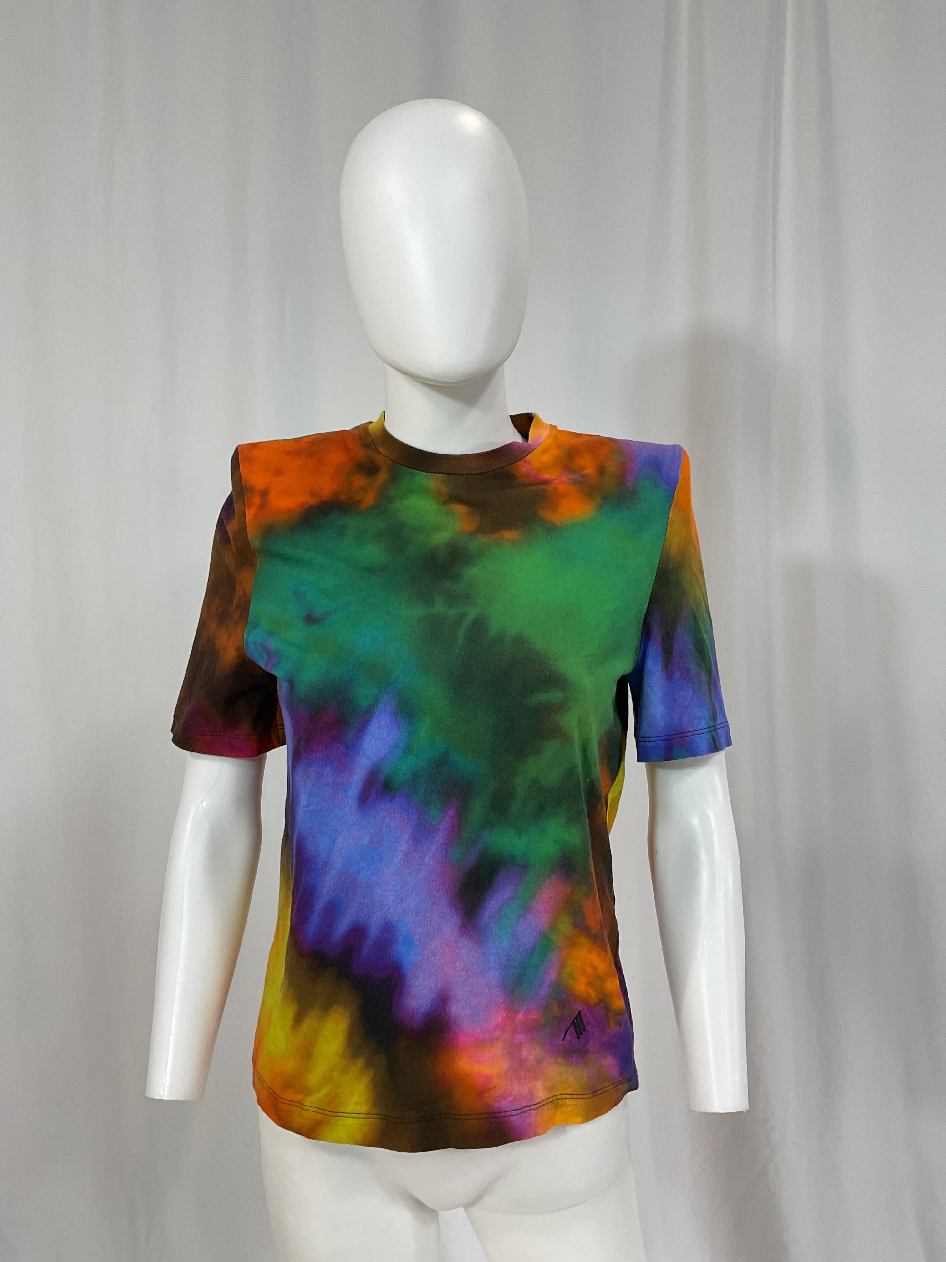 Padded-Shoulder Tie-Dye Cotton T-Shirt - Image 3