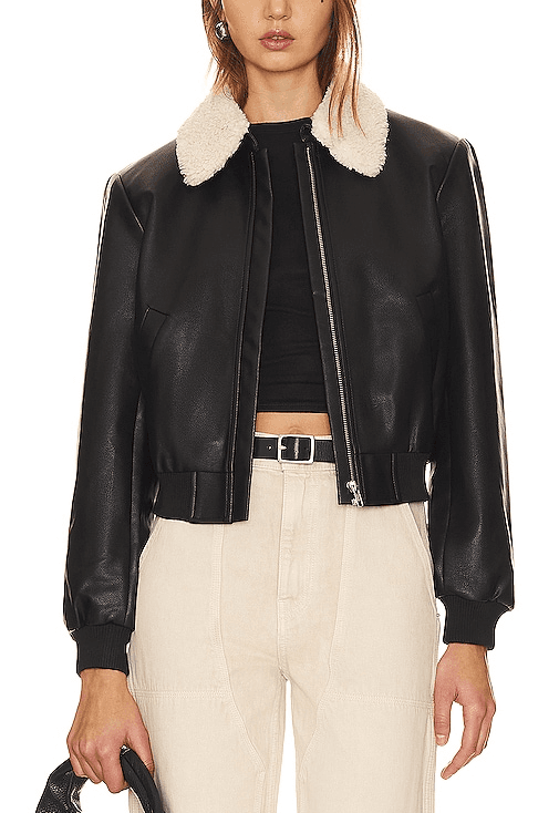 Trudy Faux Leather Jacket In Black - Image 1
