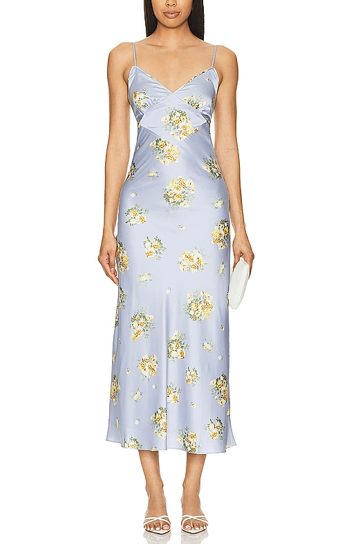 Malinda Slip Dress In Baby Blue Floral - Image 1