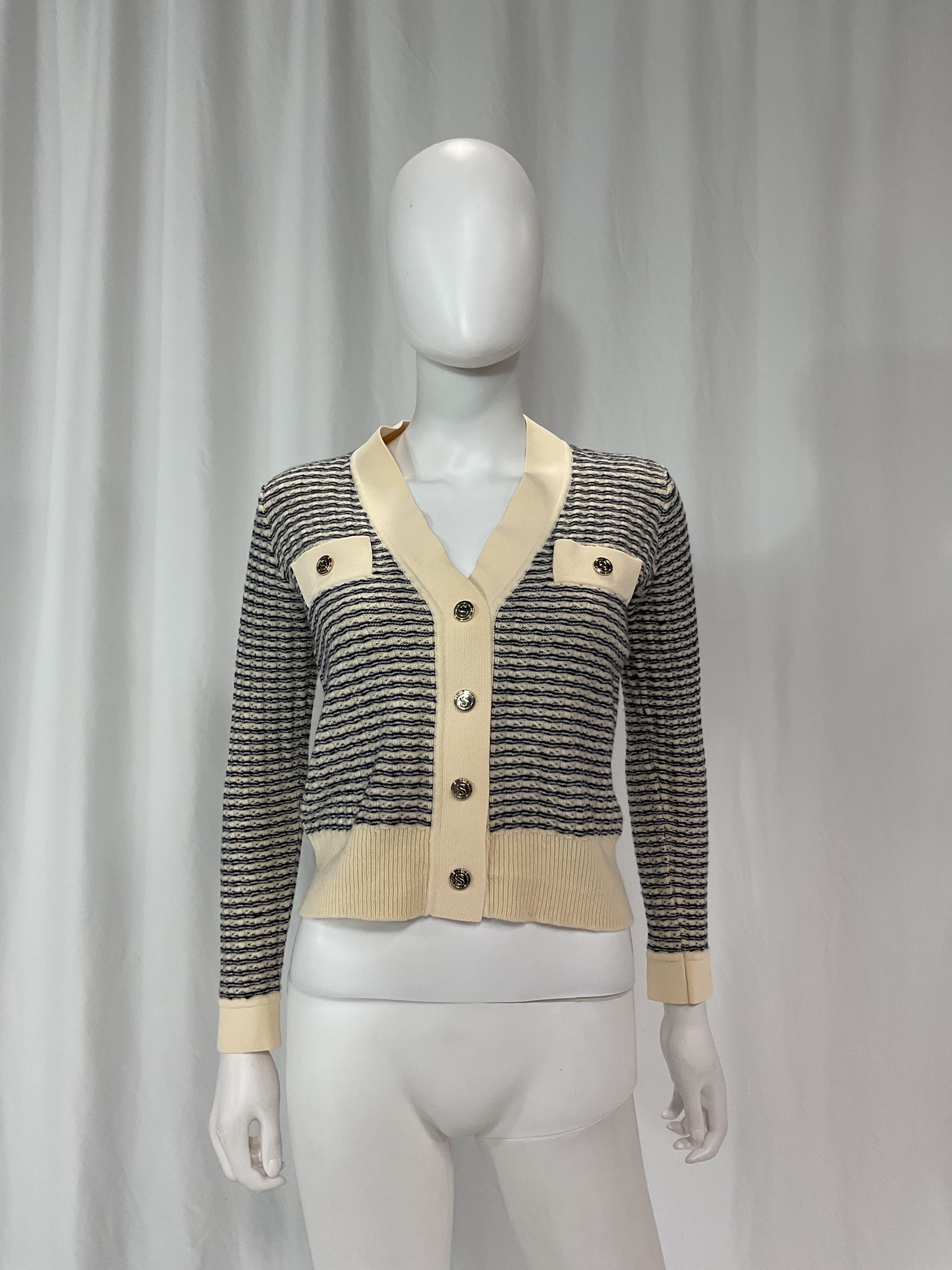 Stripe Wool & Cashmere Cardigan - Image 4