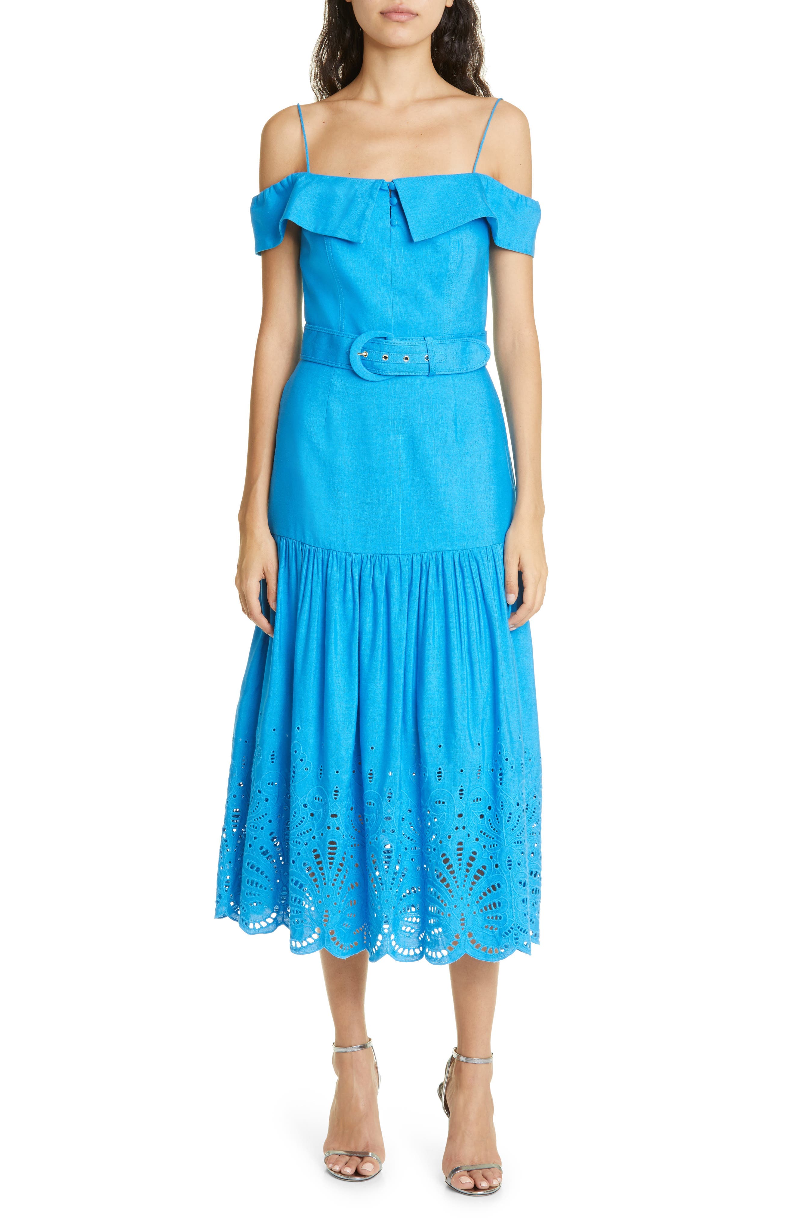 Isidora Belted Linen & Cotton Midi Dress - Image 1