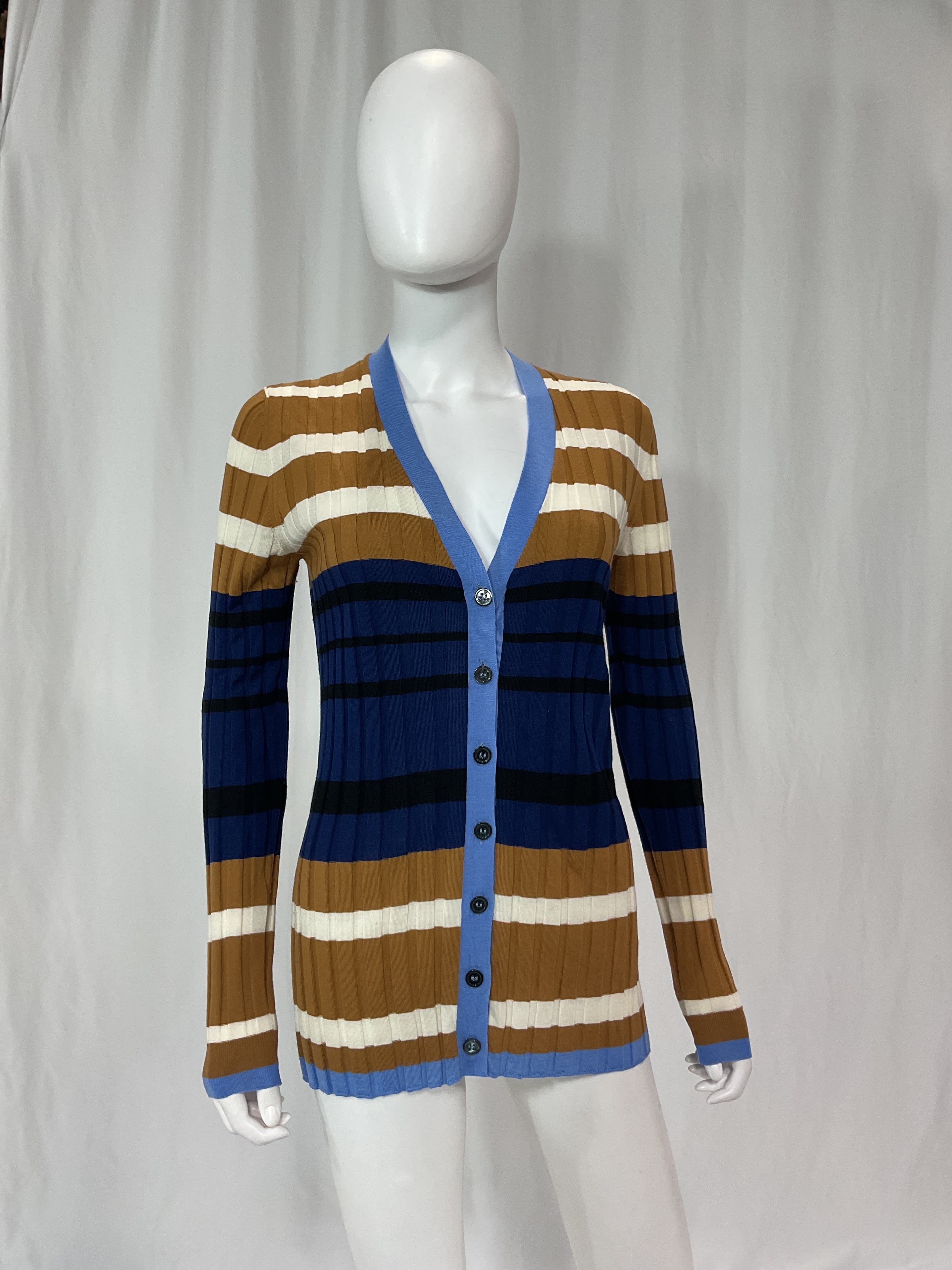 Striped Ribbed Wool Cardigan - Image 3