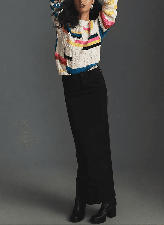 The Flagpole Denim Midi Skirt - Image 1