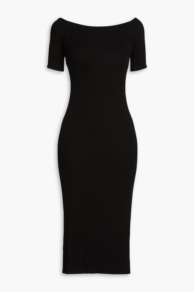 Off-The-Shoulder Ribbed Jersey Midi Dress - Image 1