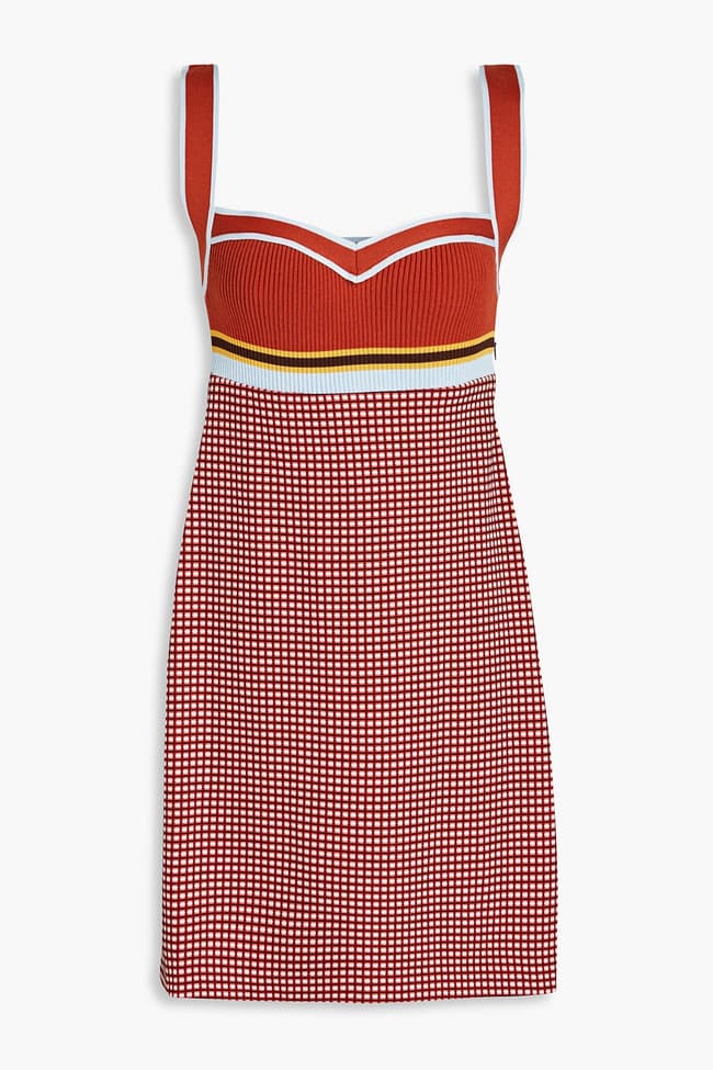 Ribbed And Jacquard-Knit Mini Dress - Image 1