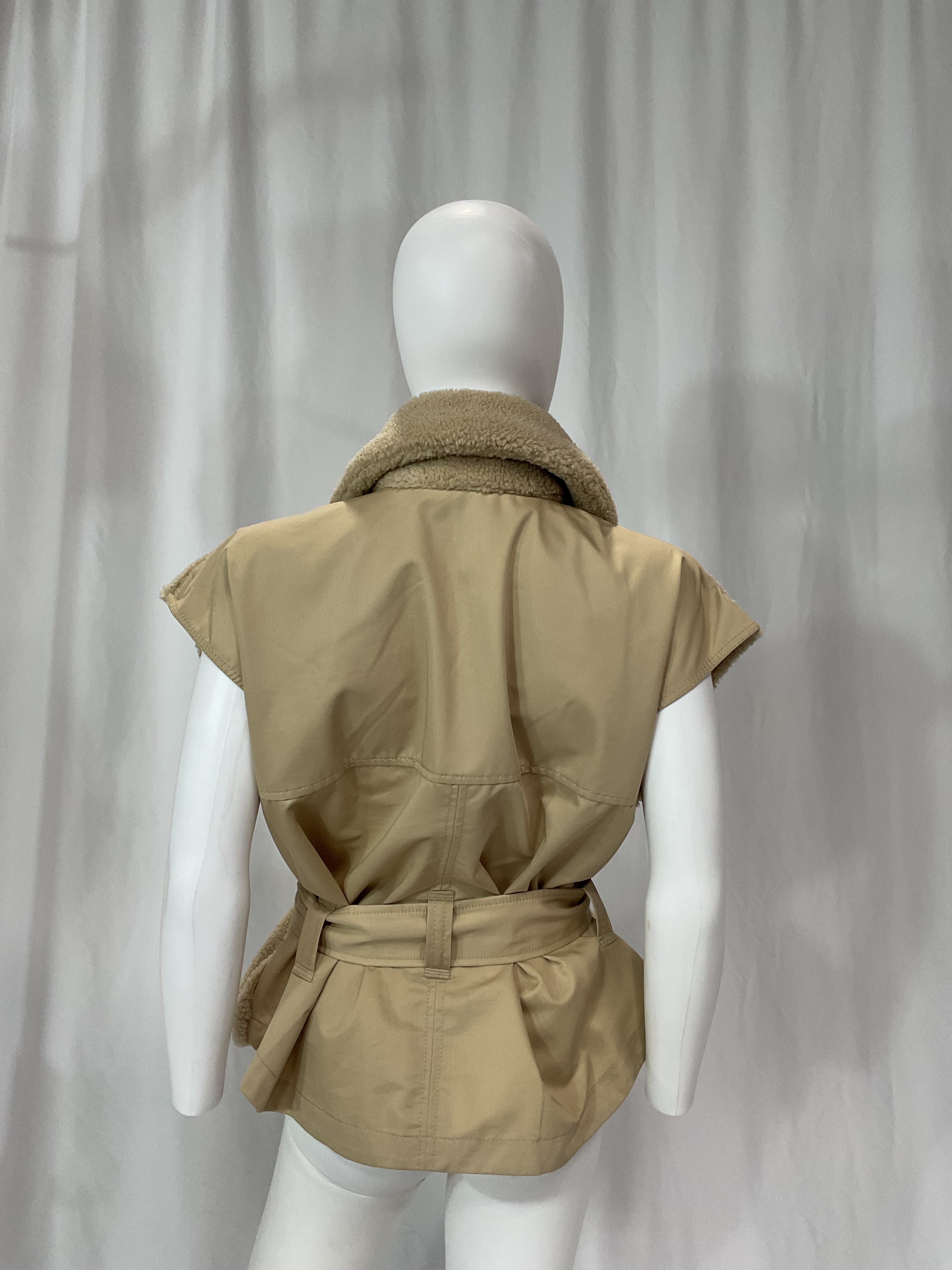 Frankie Faux Shearling And Canvas Vest - Image 3