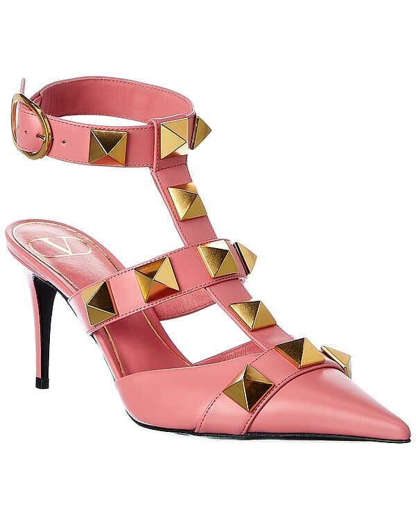 Roman Stud 80 Leather Ankle Strap Pump - Image 1