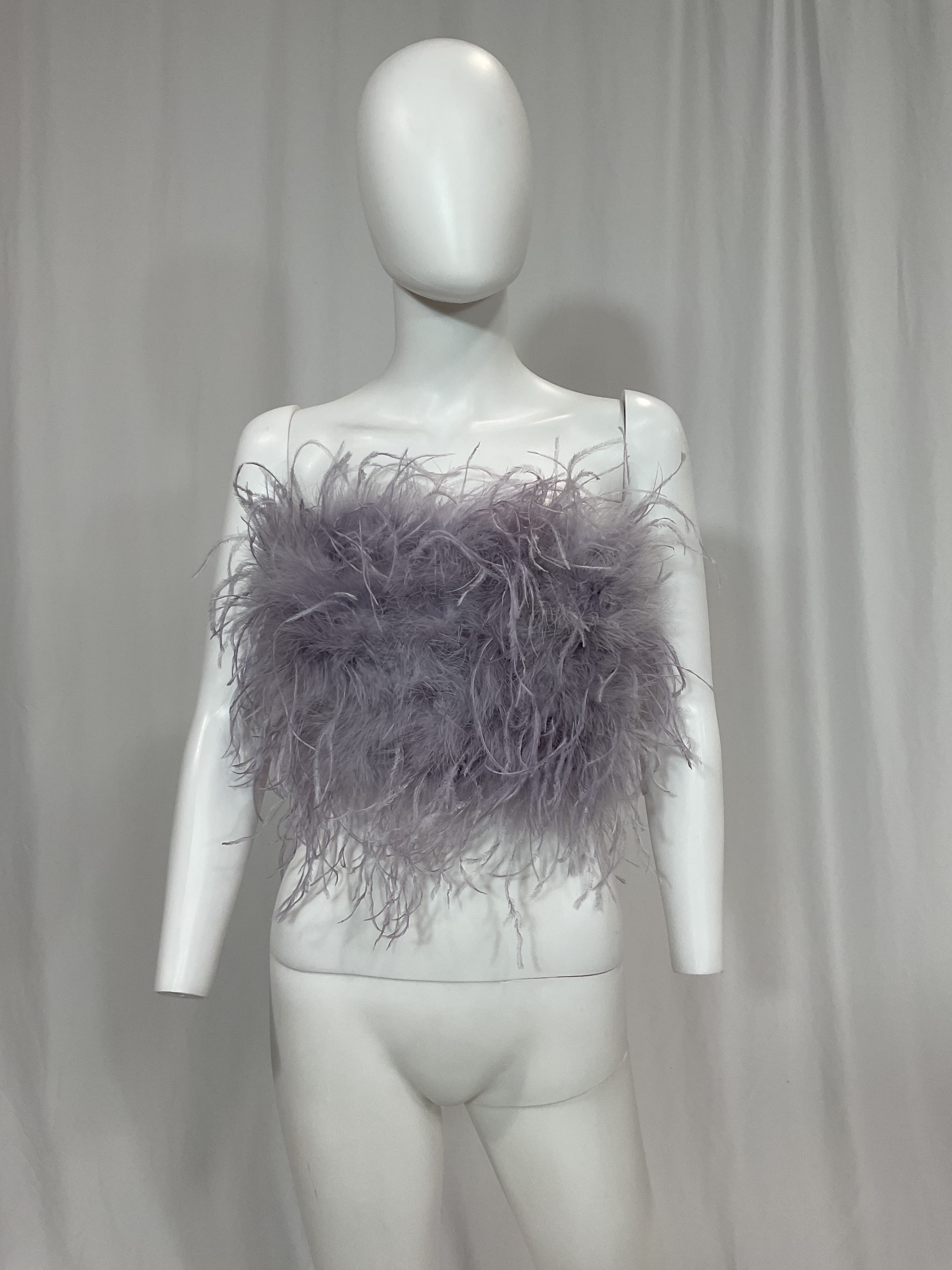 Zaina Ostrich Feather Bustier Top - Image 2