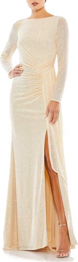 Sequin Long Sleeve Gown - Image 1