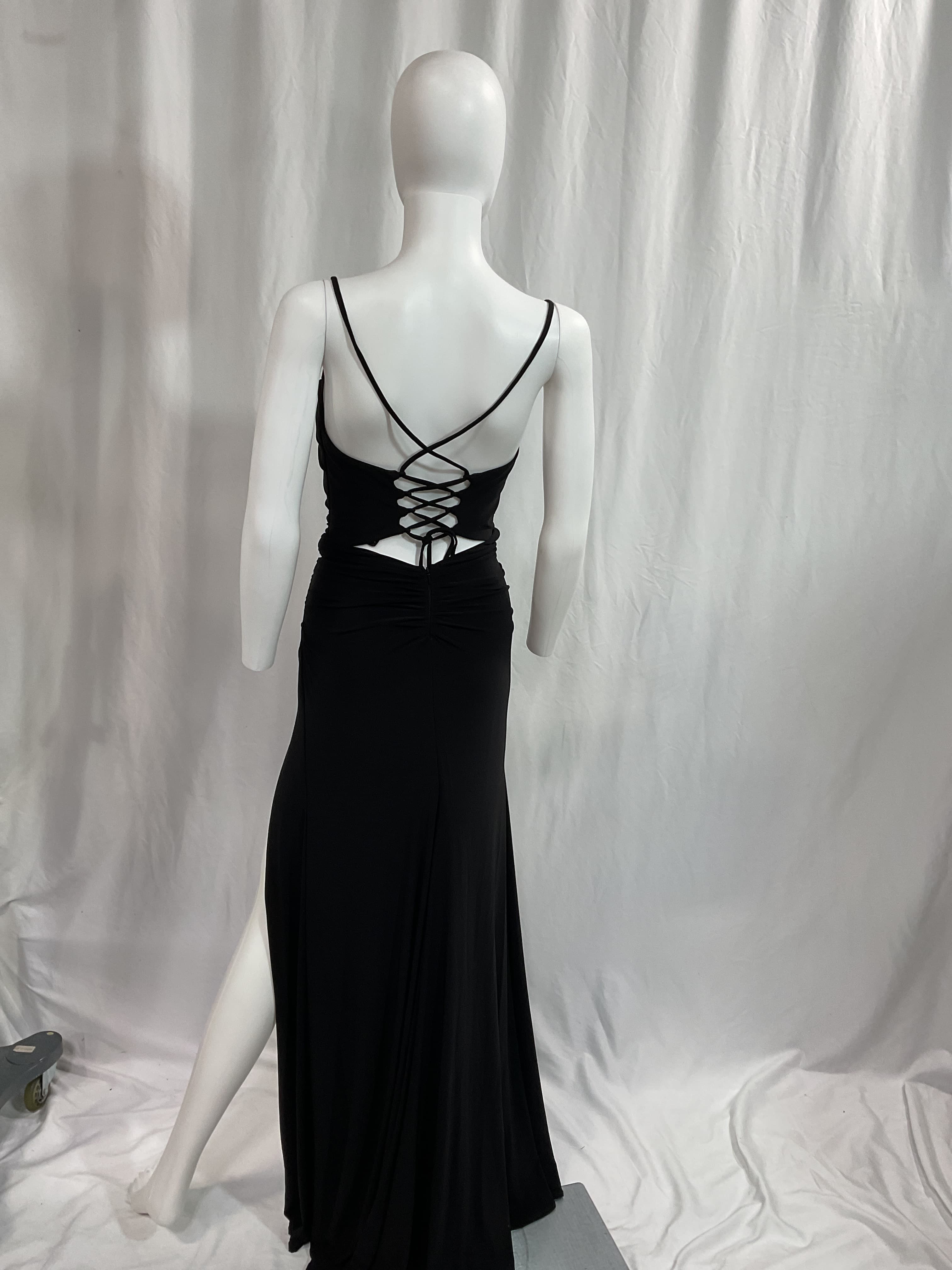 Form Fitting Jersey Dress With Ruching And Strappy Back - Image 3