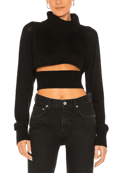 Winston Cropped Turtleneck Sweater In Black - Image 1