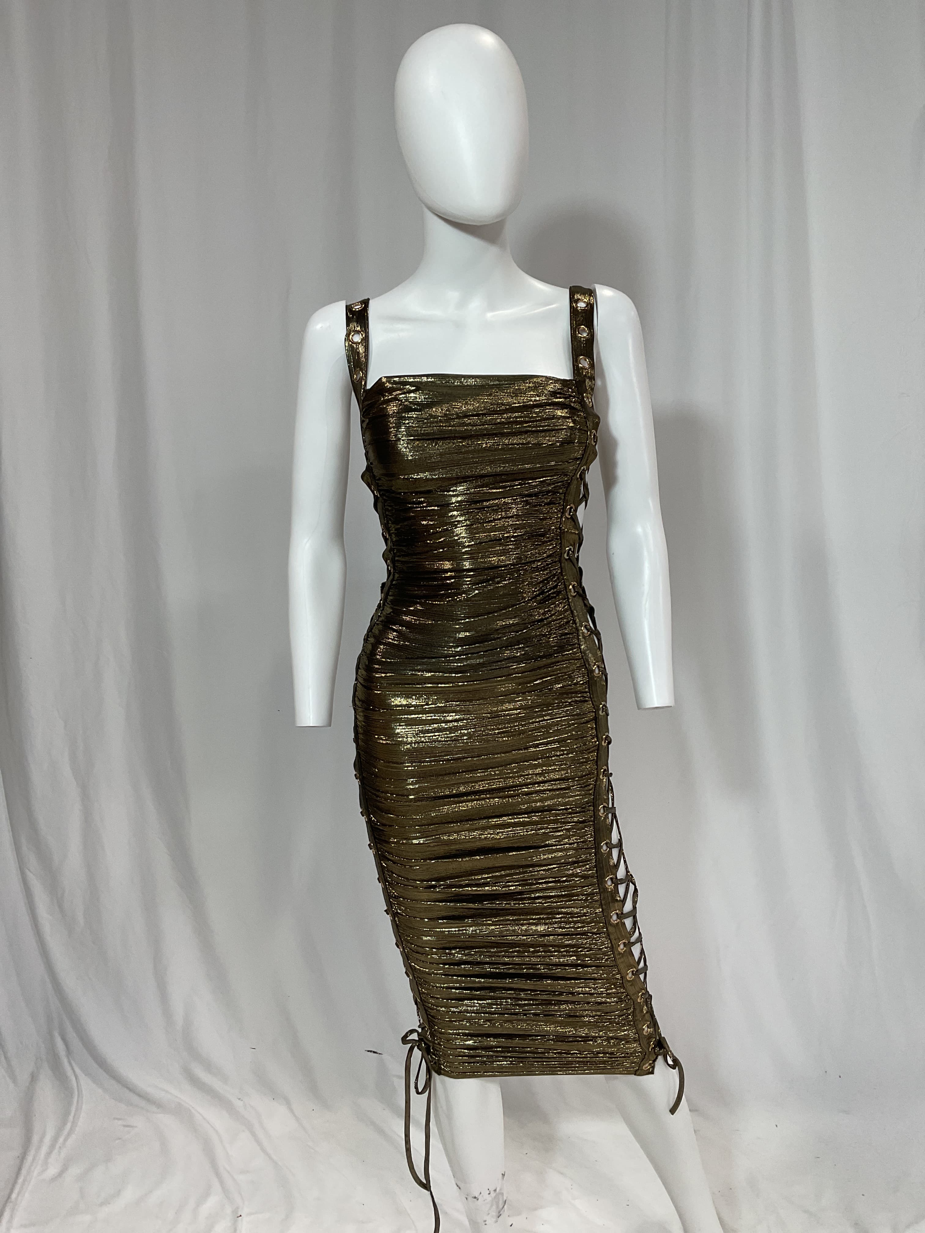 Mimi Midi Dress In Gold - Image 2