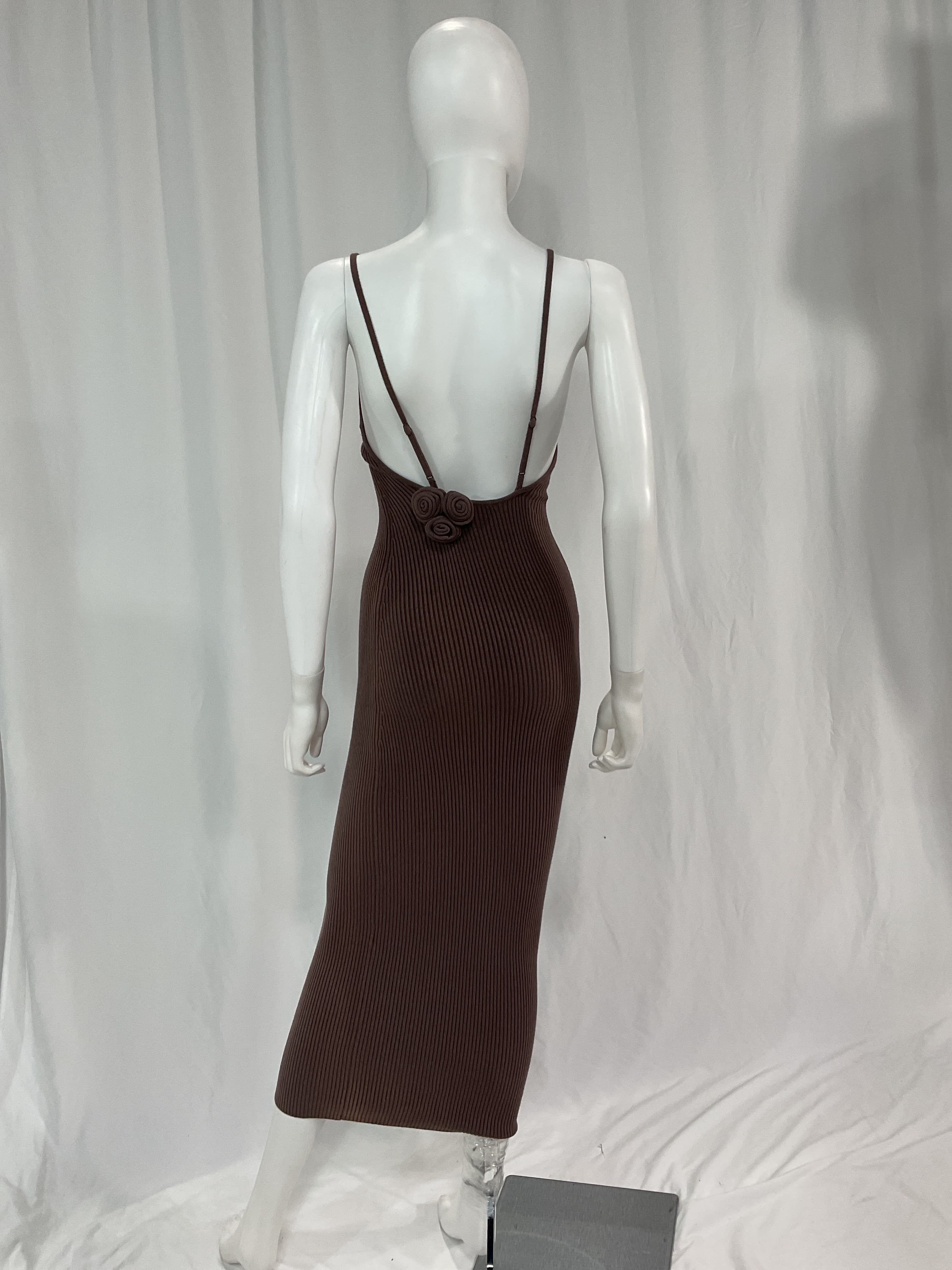 Dara Rosette Midi Dress In Brown - Image 3